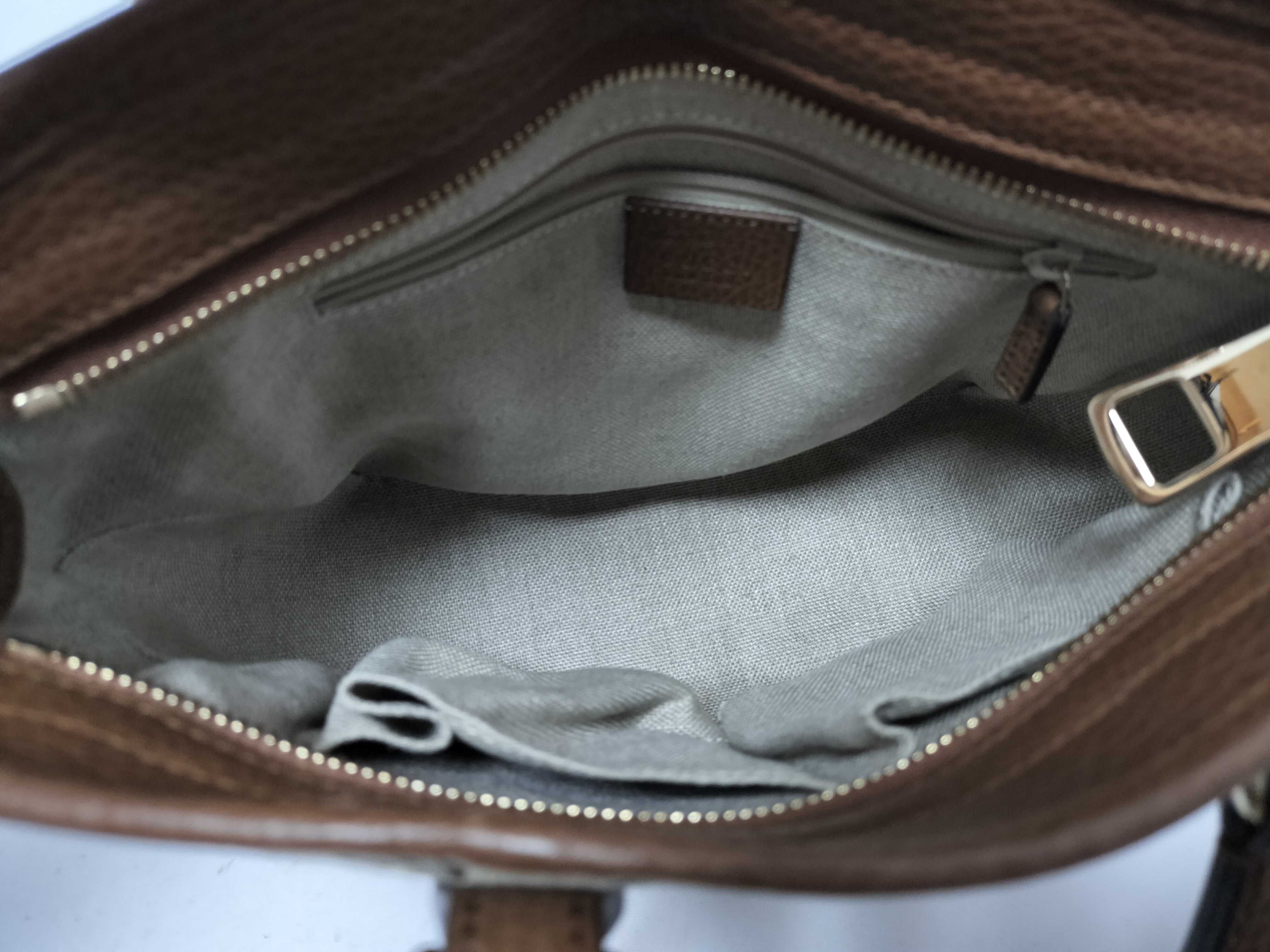 GG Canvas Gucci GG Canvas x Leather 2-Way Handbag Beige x Brown 449241 Outlet 493075 Handbag — view 9