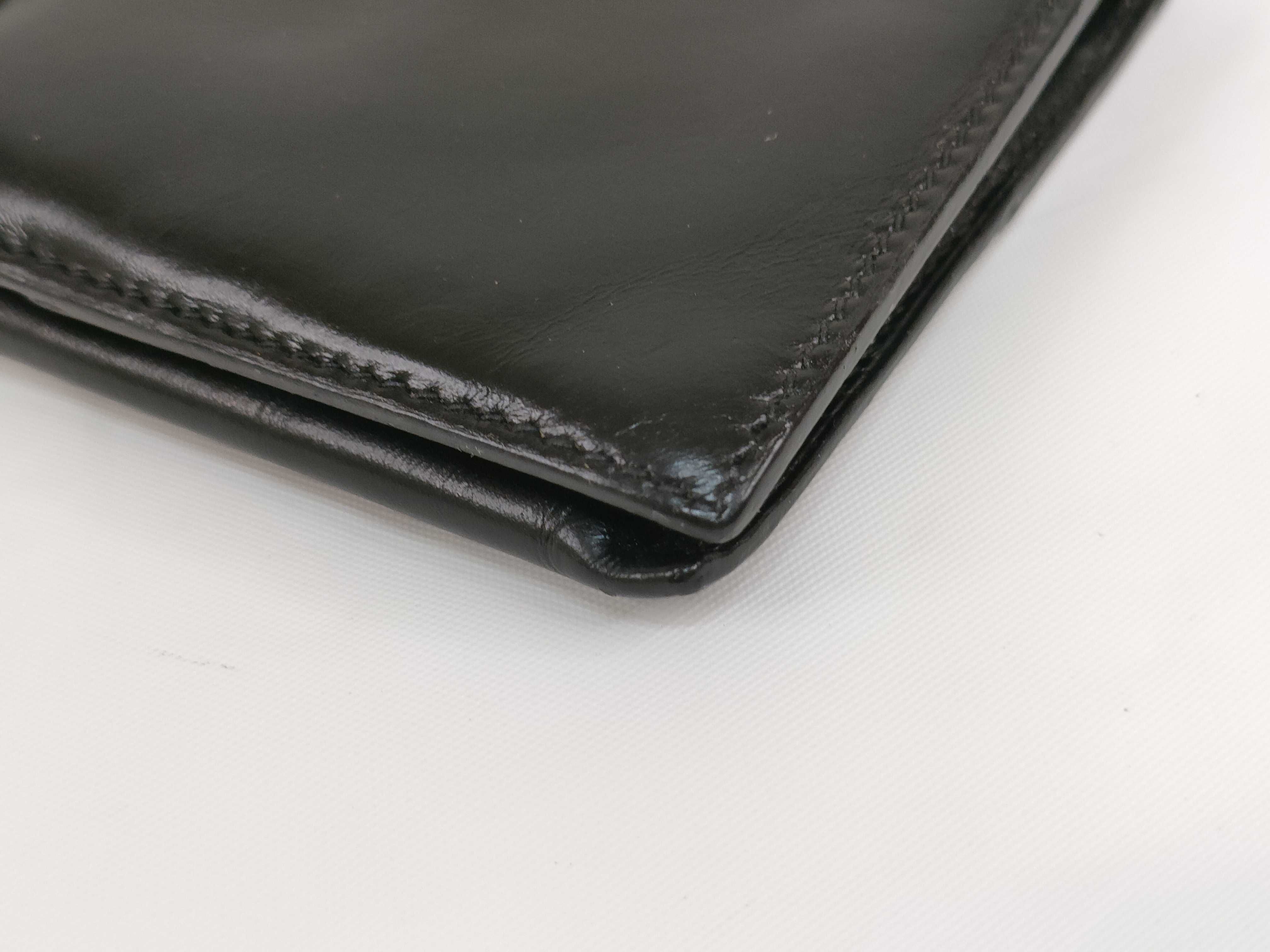 Bearn Soufflé Box Calf Leather Wallet with Gold Hardware, Black, C Stamp — view 3