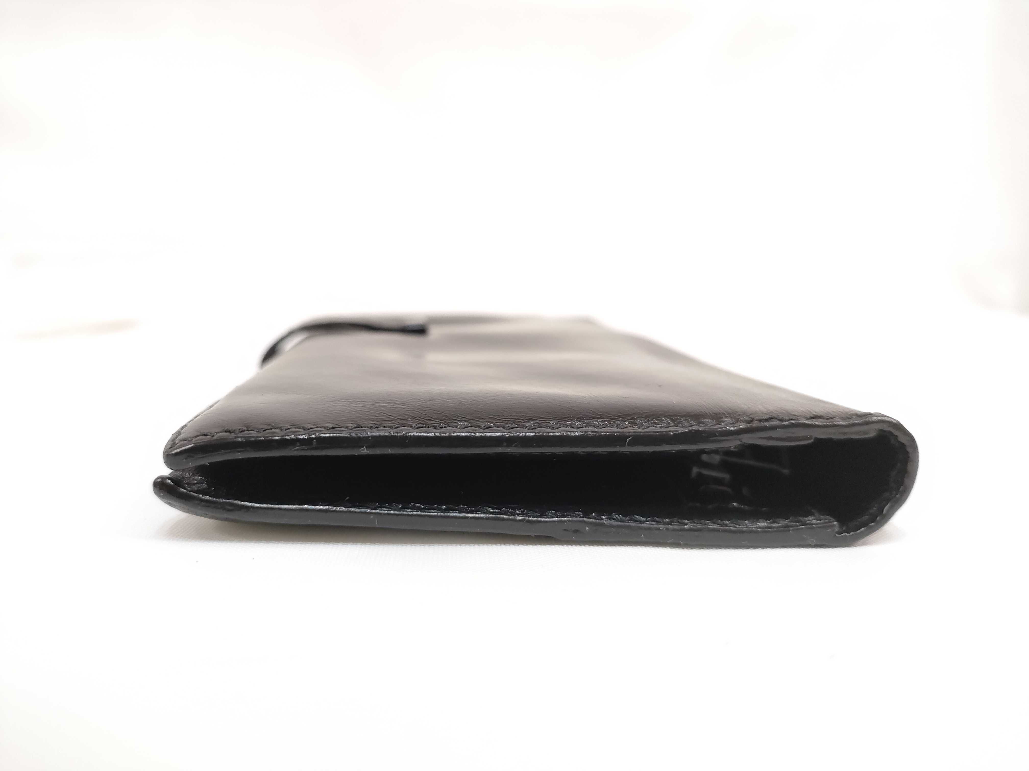 Bearn Soufflé Box Calf Leather Wallet with Gold Hardware, Black, C Stamp — view 4