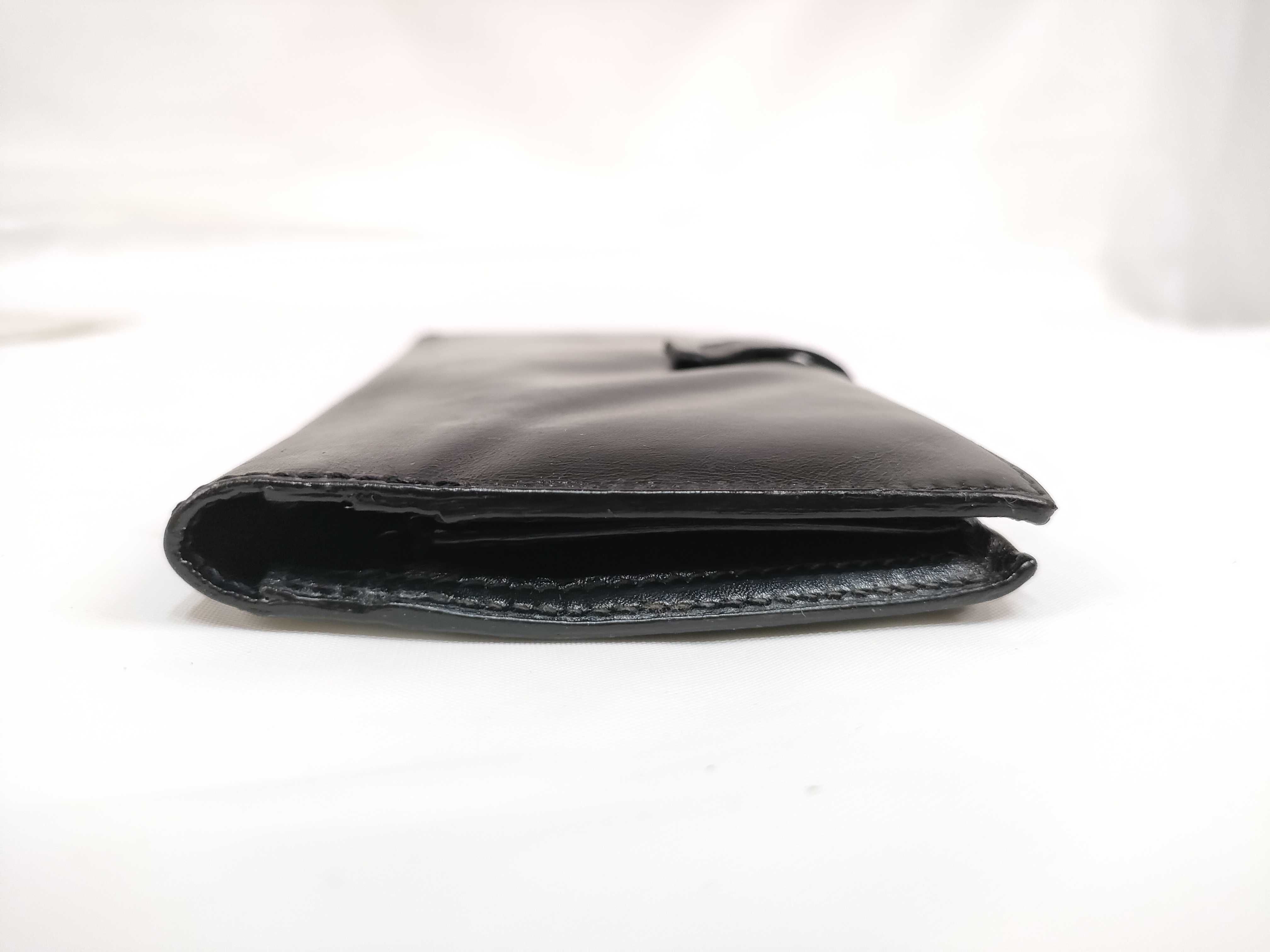 Bearn Soufflé Box Calf Leather Wallet with Gold Hardware, Black, C Stamp — view 6