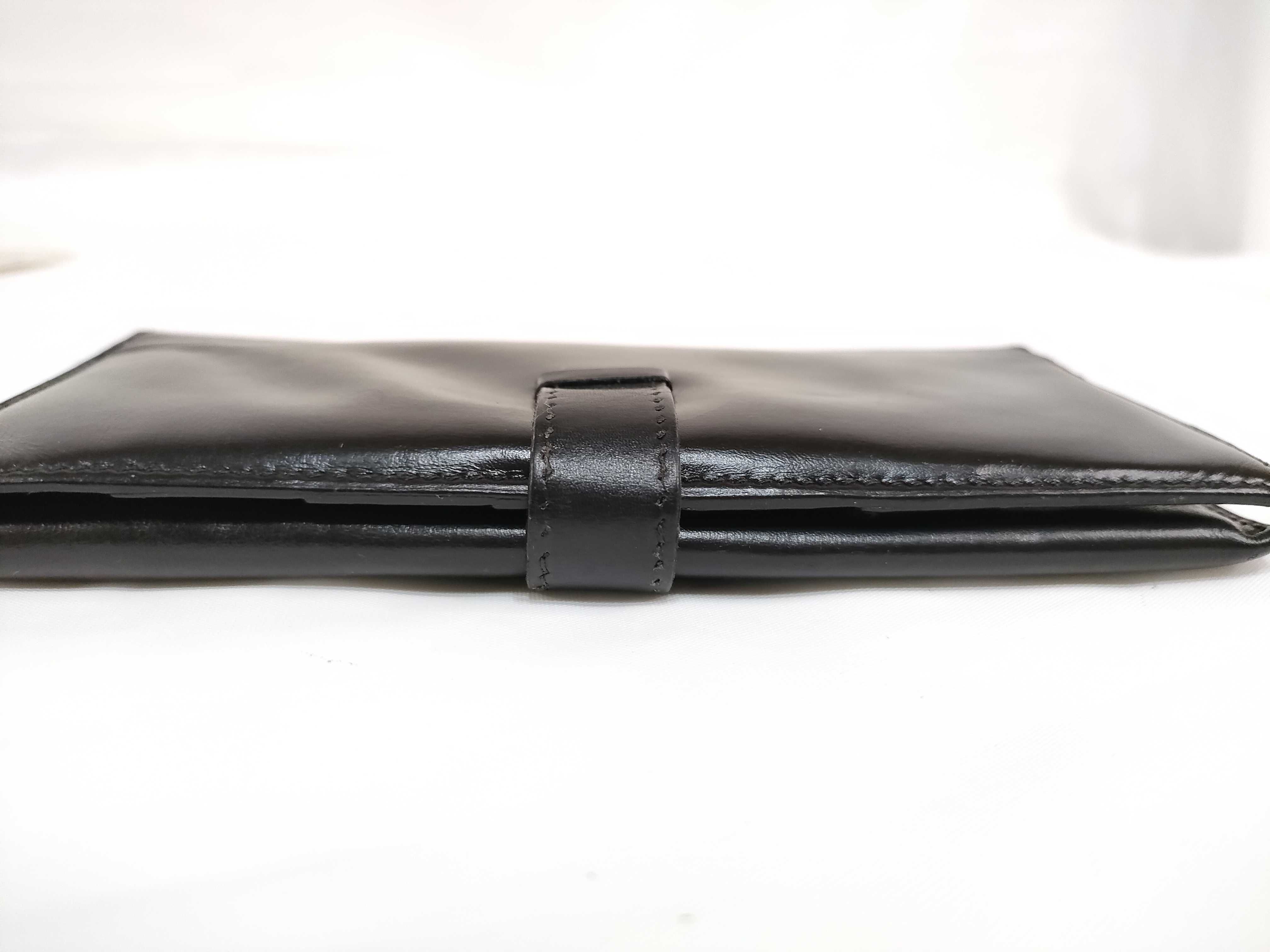 Bearn Soufflé Box Calf Leather Wallet with Gold Hardware, Black, C Stamp — view 7