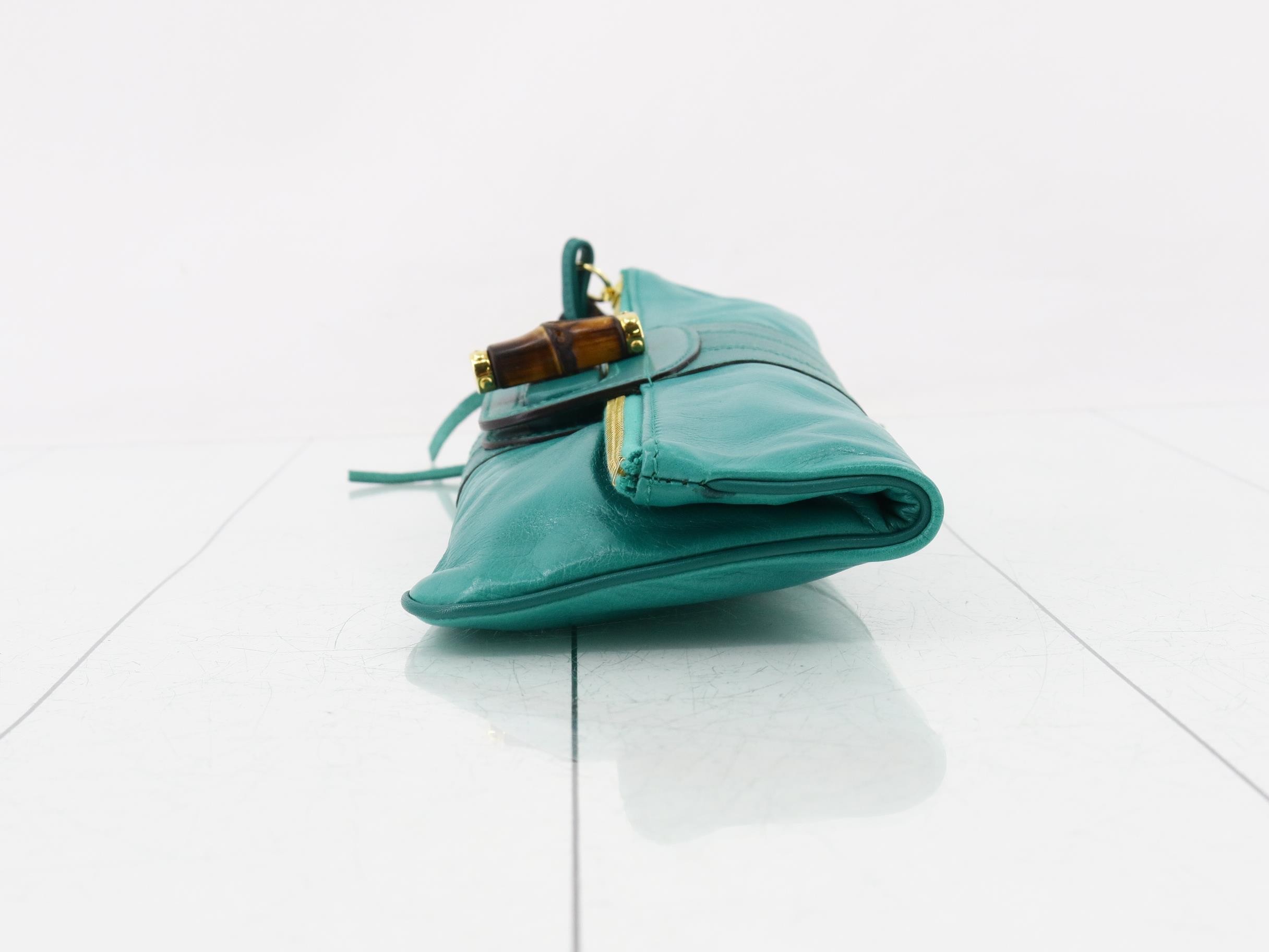 Leather Bamboo Turnlock Clutch Party Bag — view 3