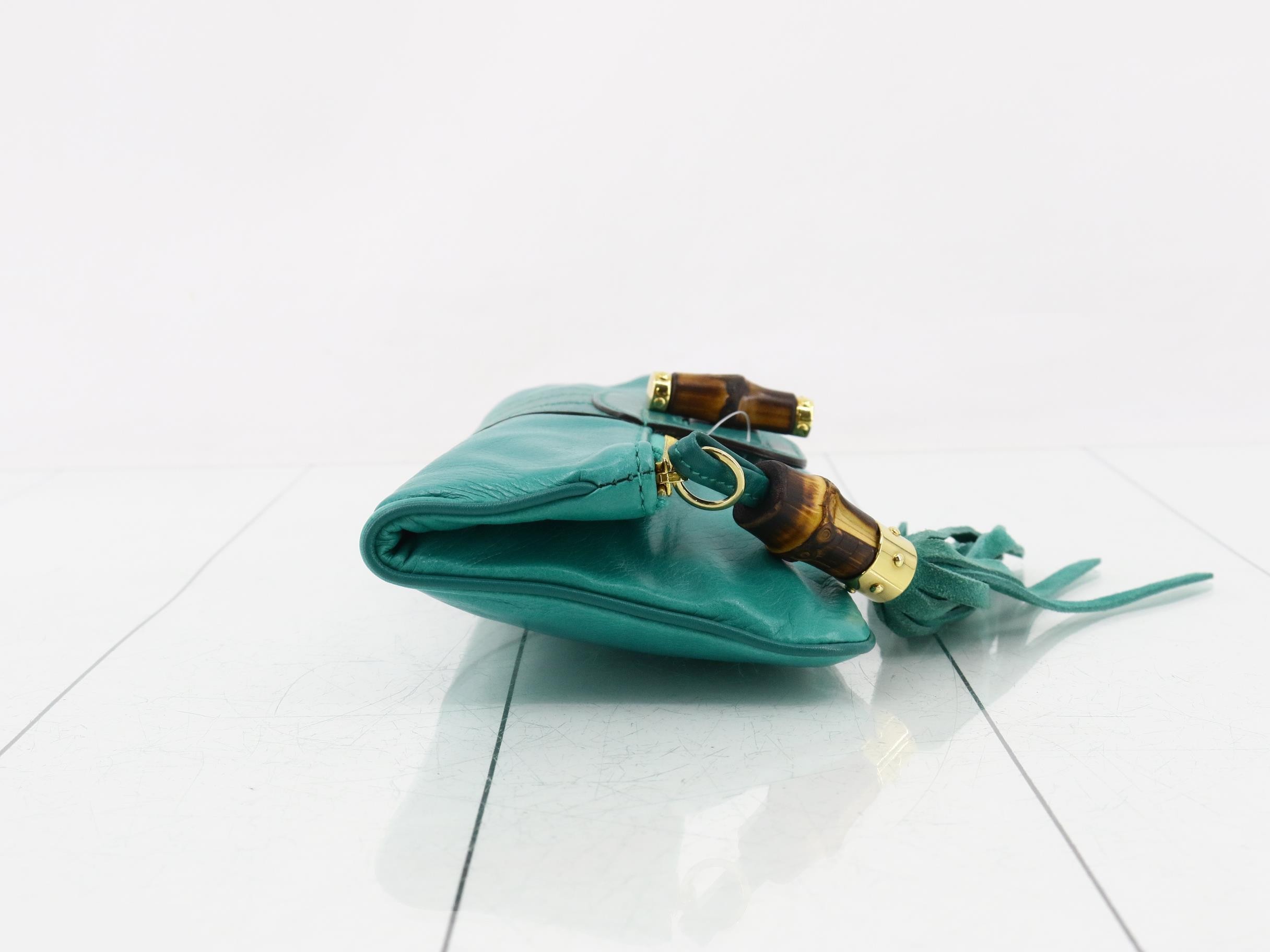 Leather Bamboo Turnlock Clutch Party Bag — view 4