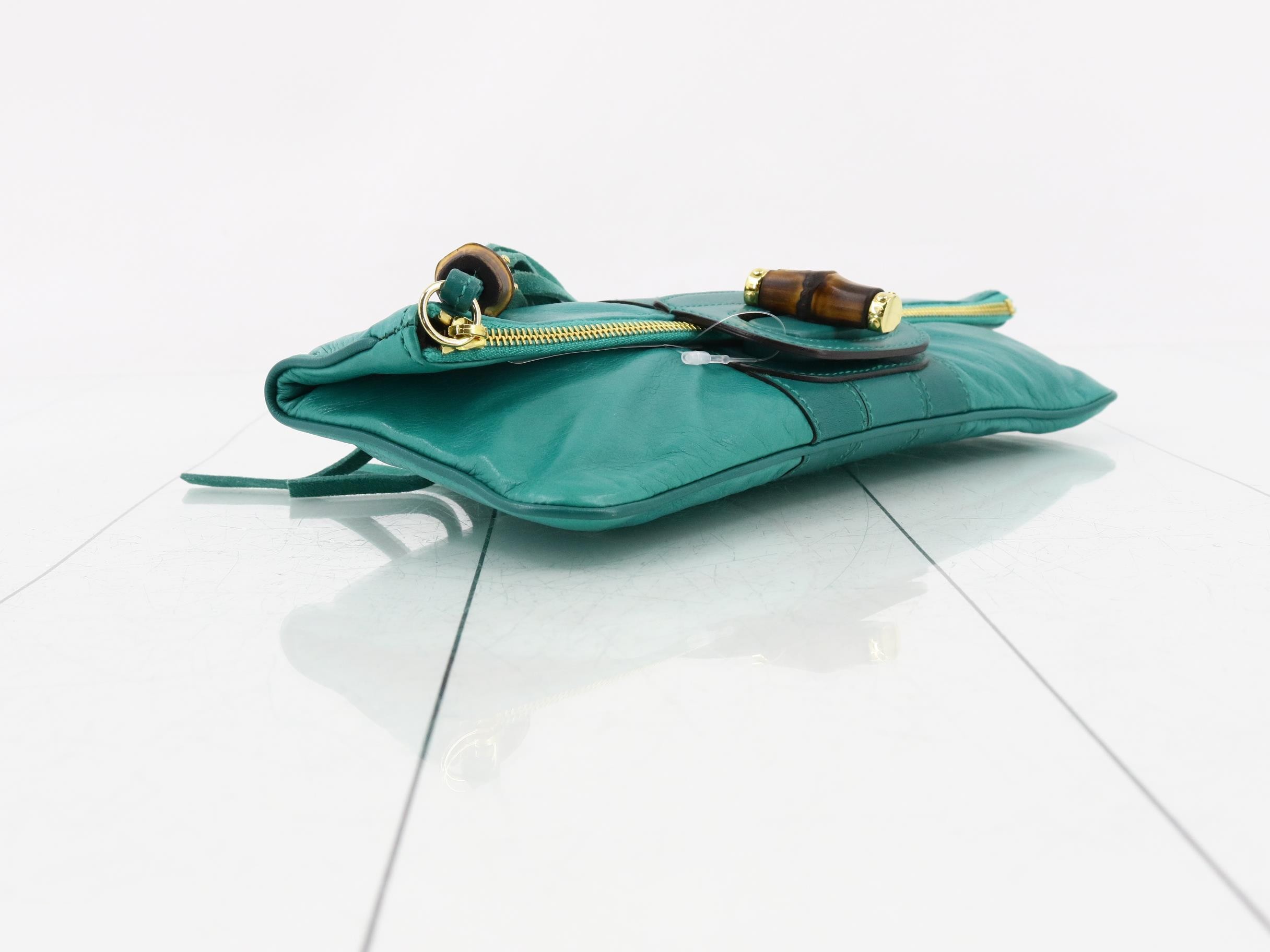Leather Bamboo Turnlock Clutch Party Bag — view 5