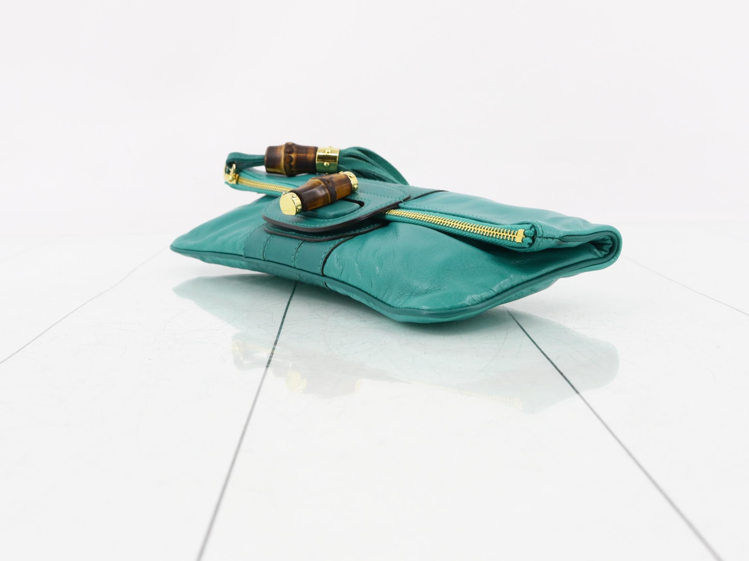 Leather Bamboo Turnlock Clutch Party Bag — view 6