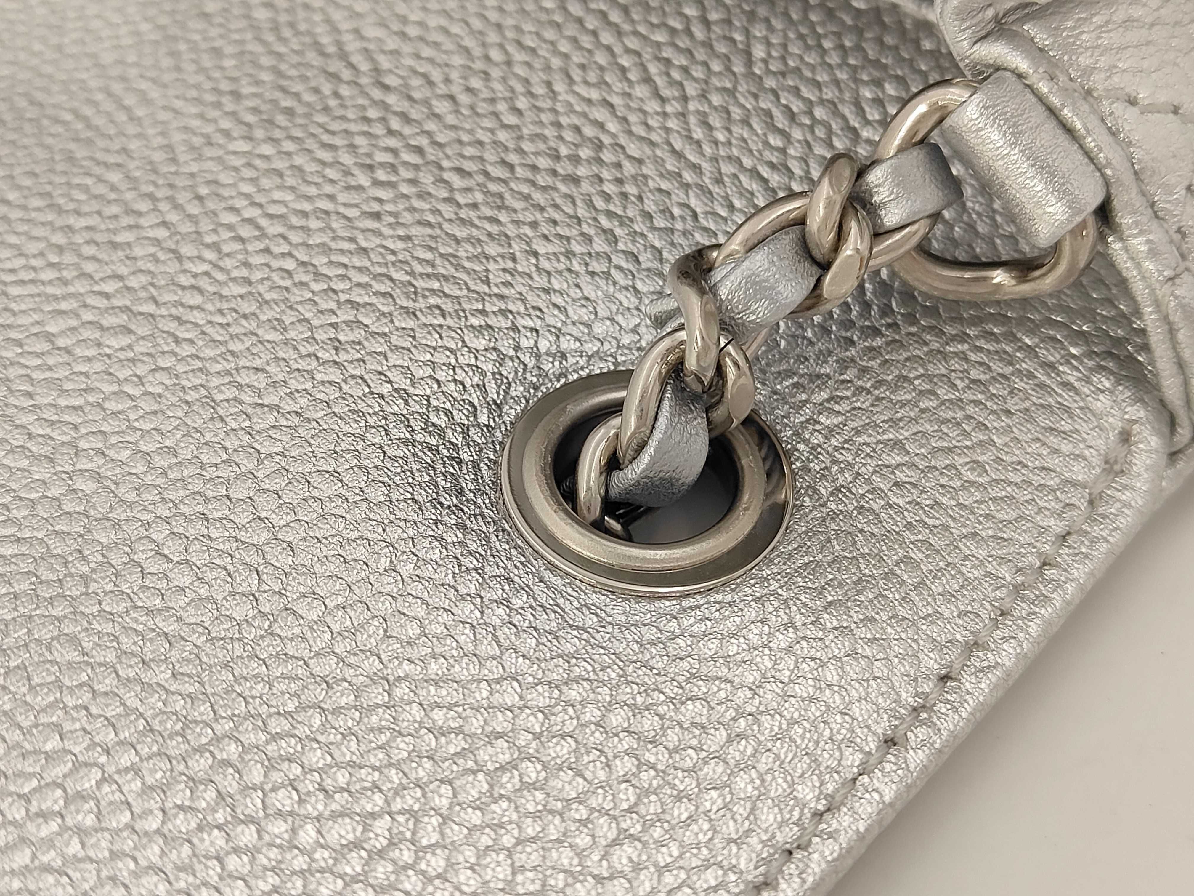 Single Flap Caviar Silver Shoulder Bag — view 9
