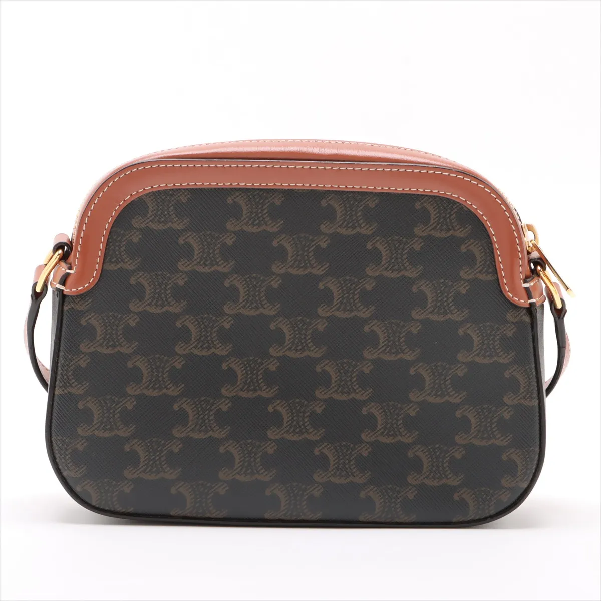 Triomphe PVC x Leather Shoulder Bag Brown — view 2