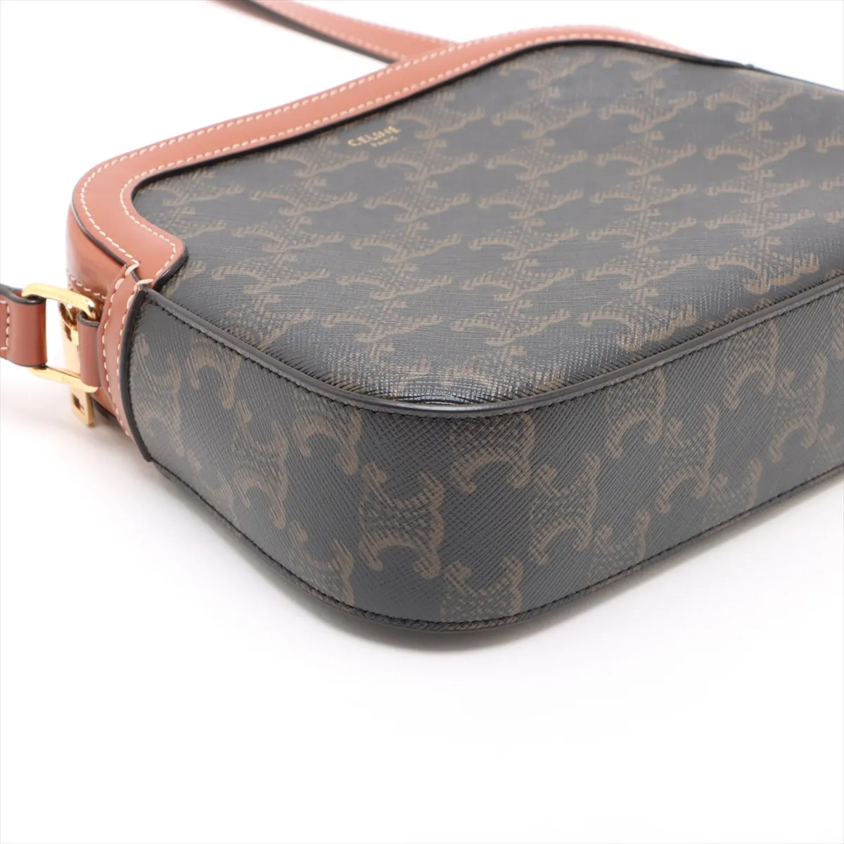 Triomphe PVC x Leather Shoulder Bag Brown — view 4