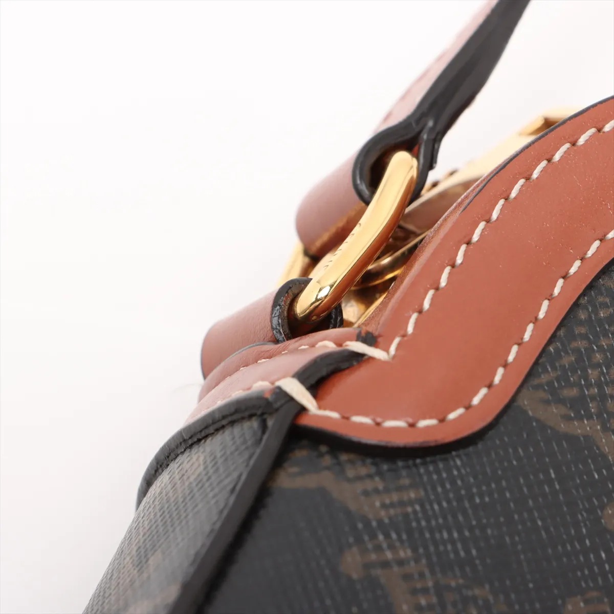 Triomphe PVC x Leather Shoulder Bag Brown — view 8