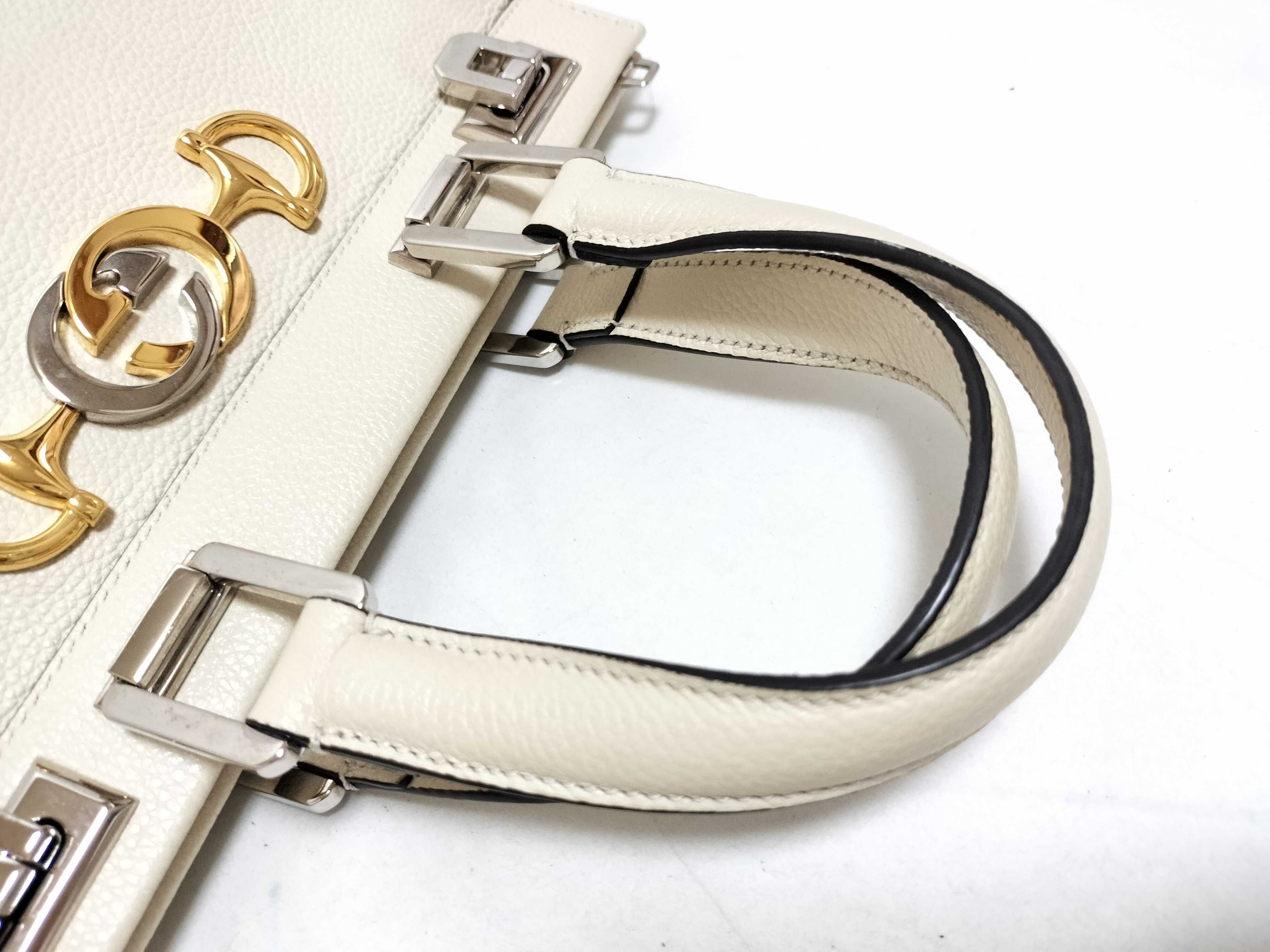 Zumi Leather 2-Way Handbag, White, 569712 (Handbag) — view 3