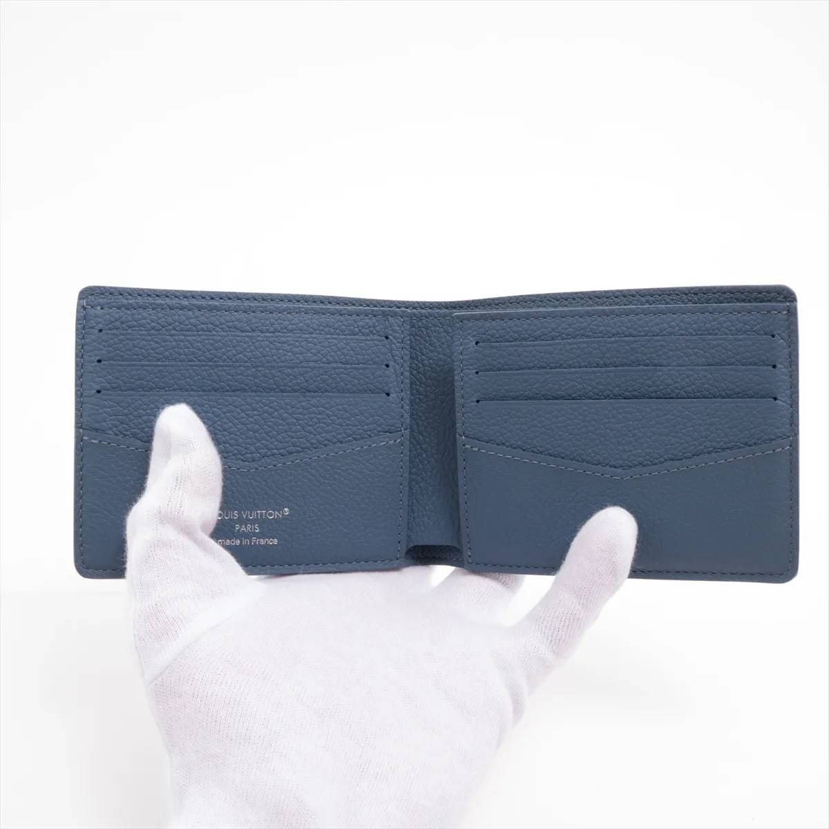 Damier Portefeuille Slender M28591 Blue Compact Wallet (RFID detected) — view 3