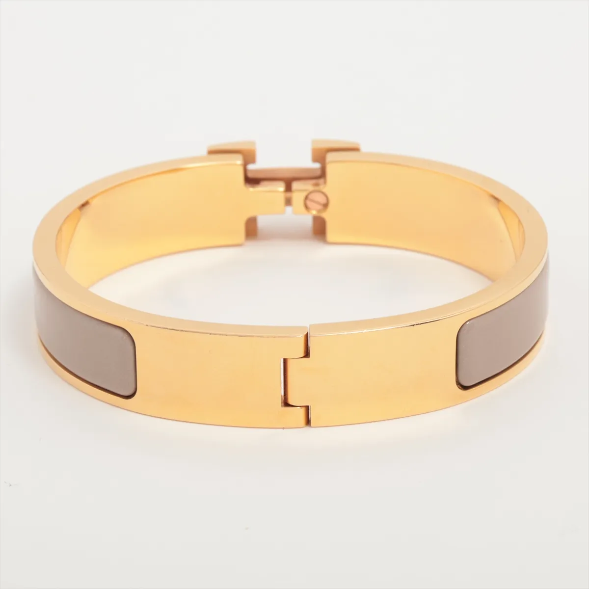 Click H Fan SP1222 Bangle GP Gold x Marron Glacé. Shows signs of wear including — view 2