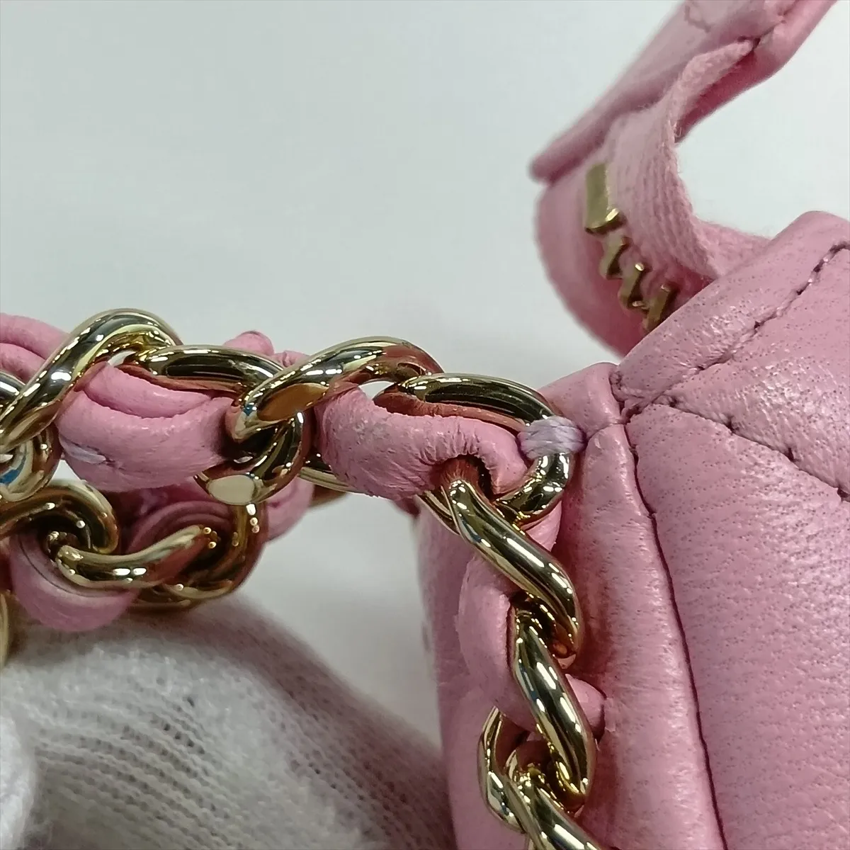Matelassé Lambskin Chain Shoulder Bag Hobo, Pink with Gold Hardware, GAX74T30, Random Plate, AS3917 — view 9