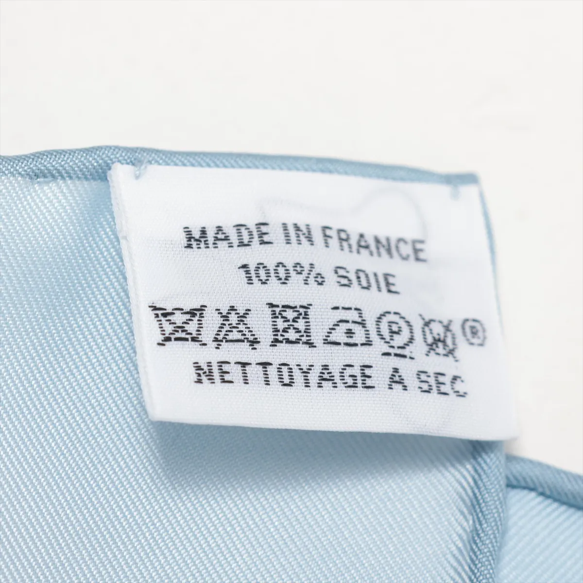 Carre 90 Legende Brodee embroidered scarf, silk, light blue, some wear and pilling. — view 7