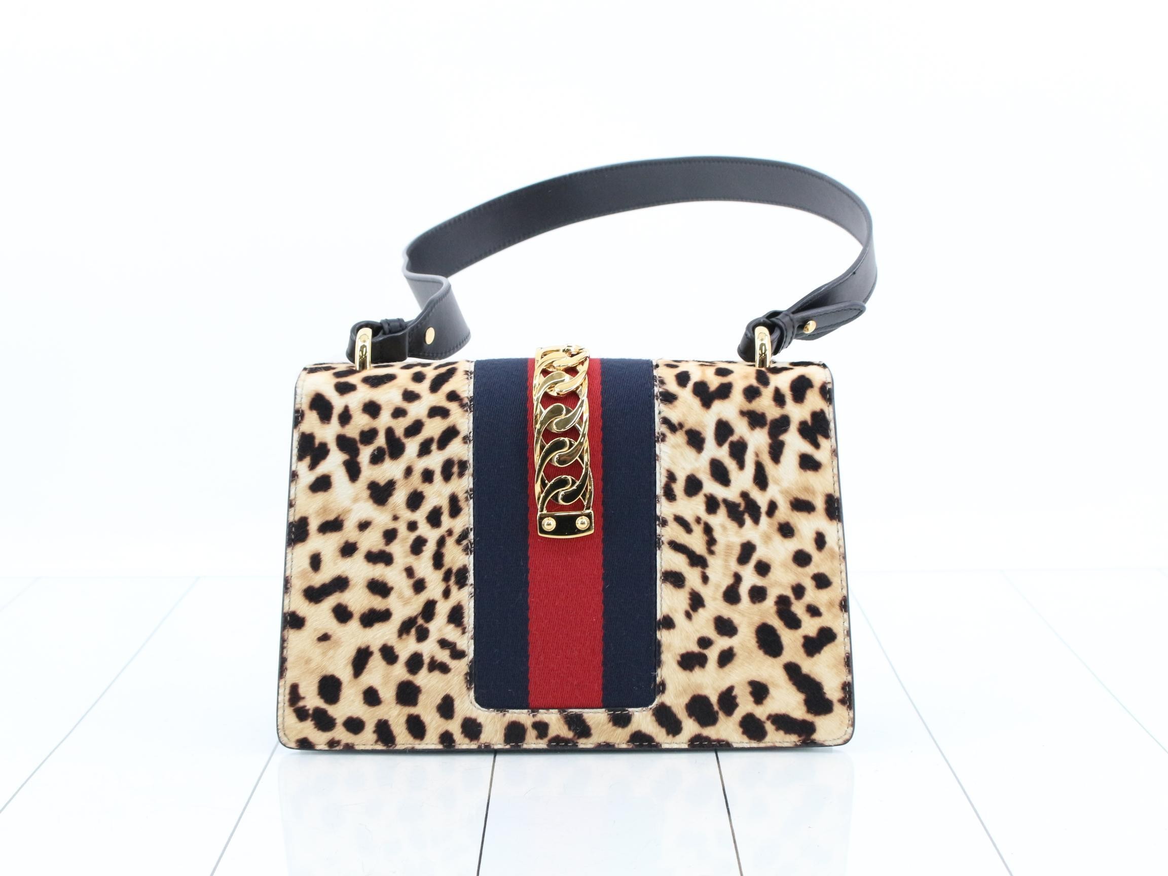 Sylvie Leopard Sherry Line Calfskin Small Shoulder Bag — view 2