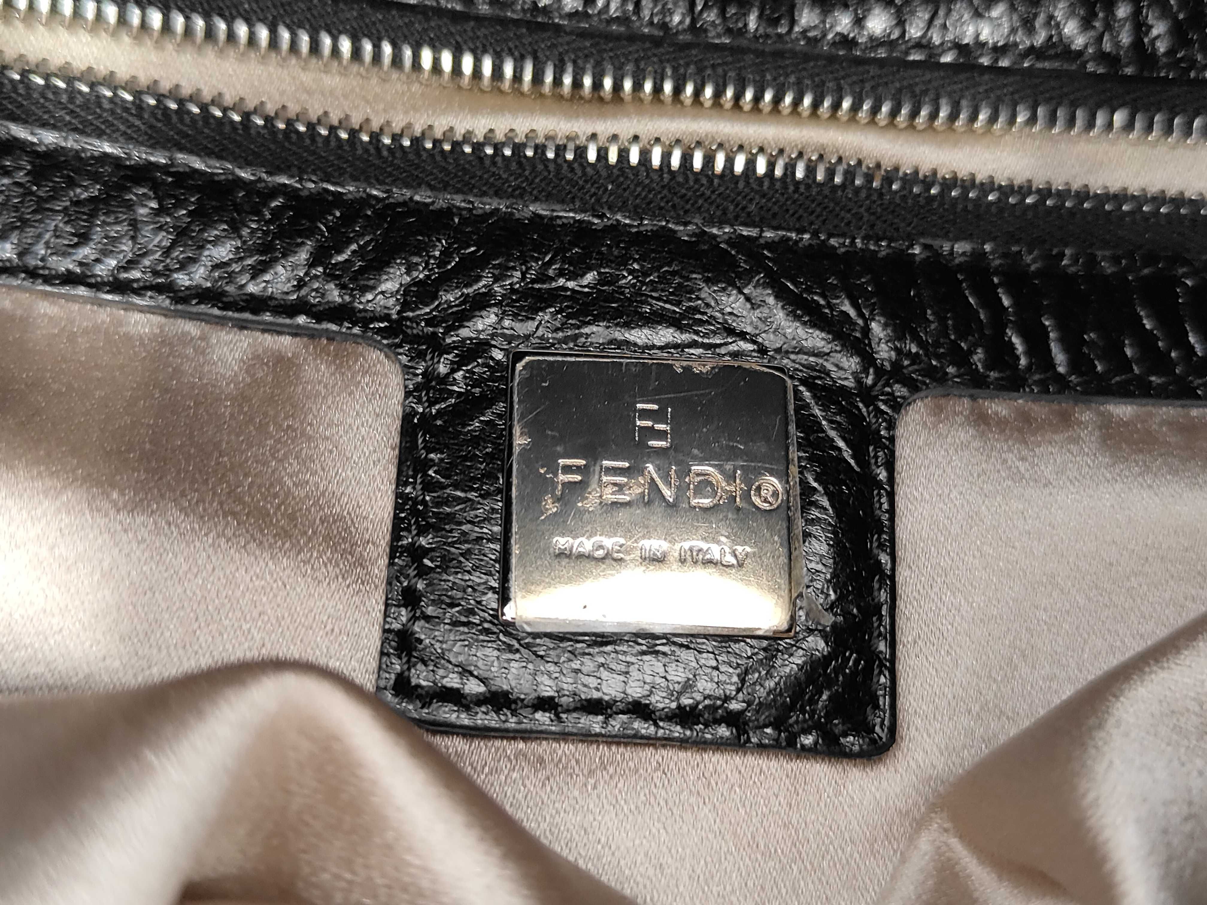 Baguette Velour One-Shoulder Bag with FF Hardware, Black Shoulder Bag — view 9