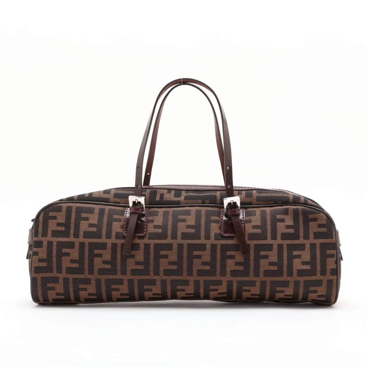 Zucca Canvas x Leather Handbag, Brown