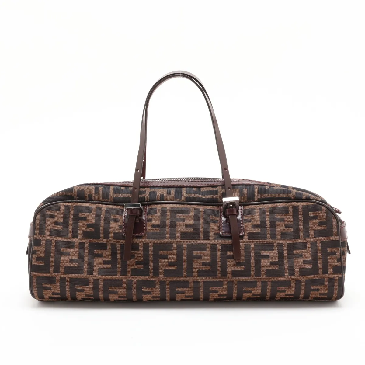 Zucca Canvas x Leather Handbag, Brown — view 2