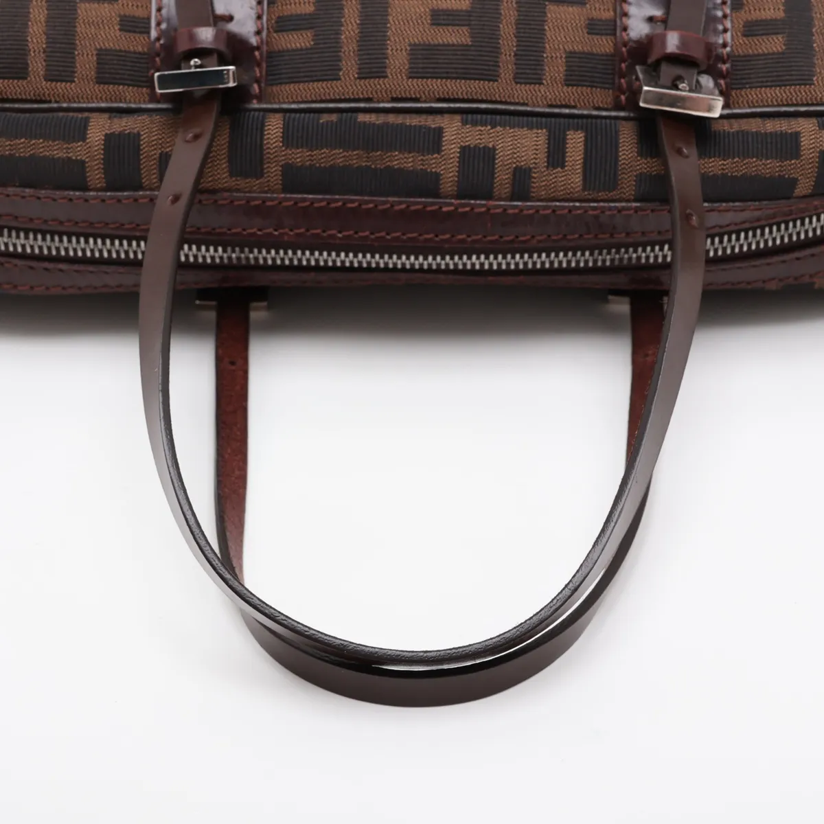 Zucca Canvas x Leather Handbag, Brown — view 5