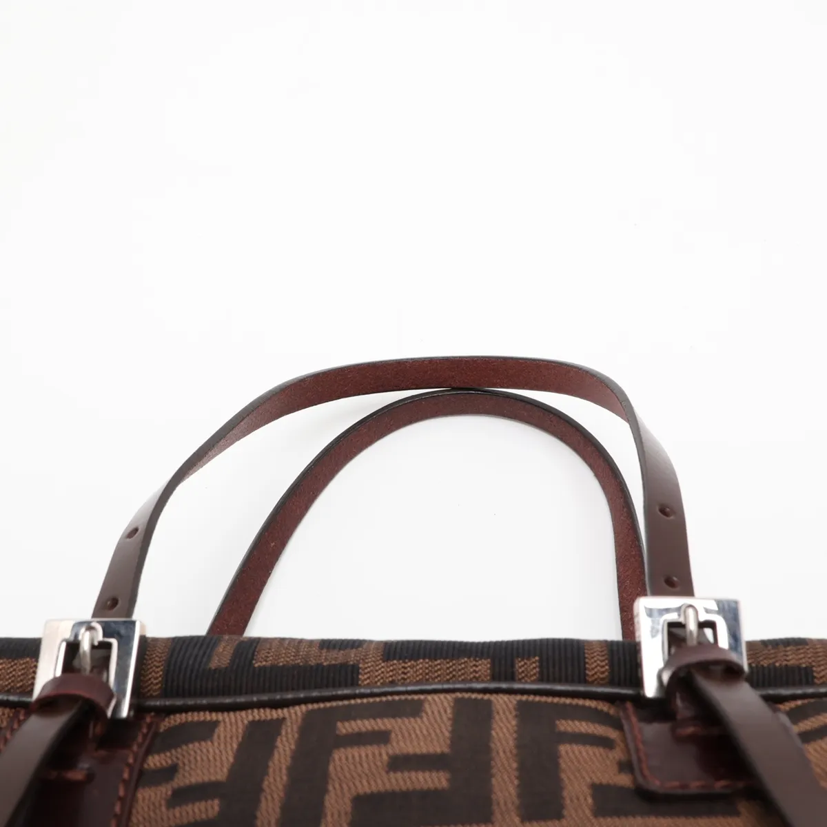 Zucca Canvas x Leather Handbag, Brown — view 6