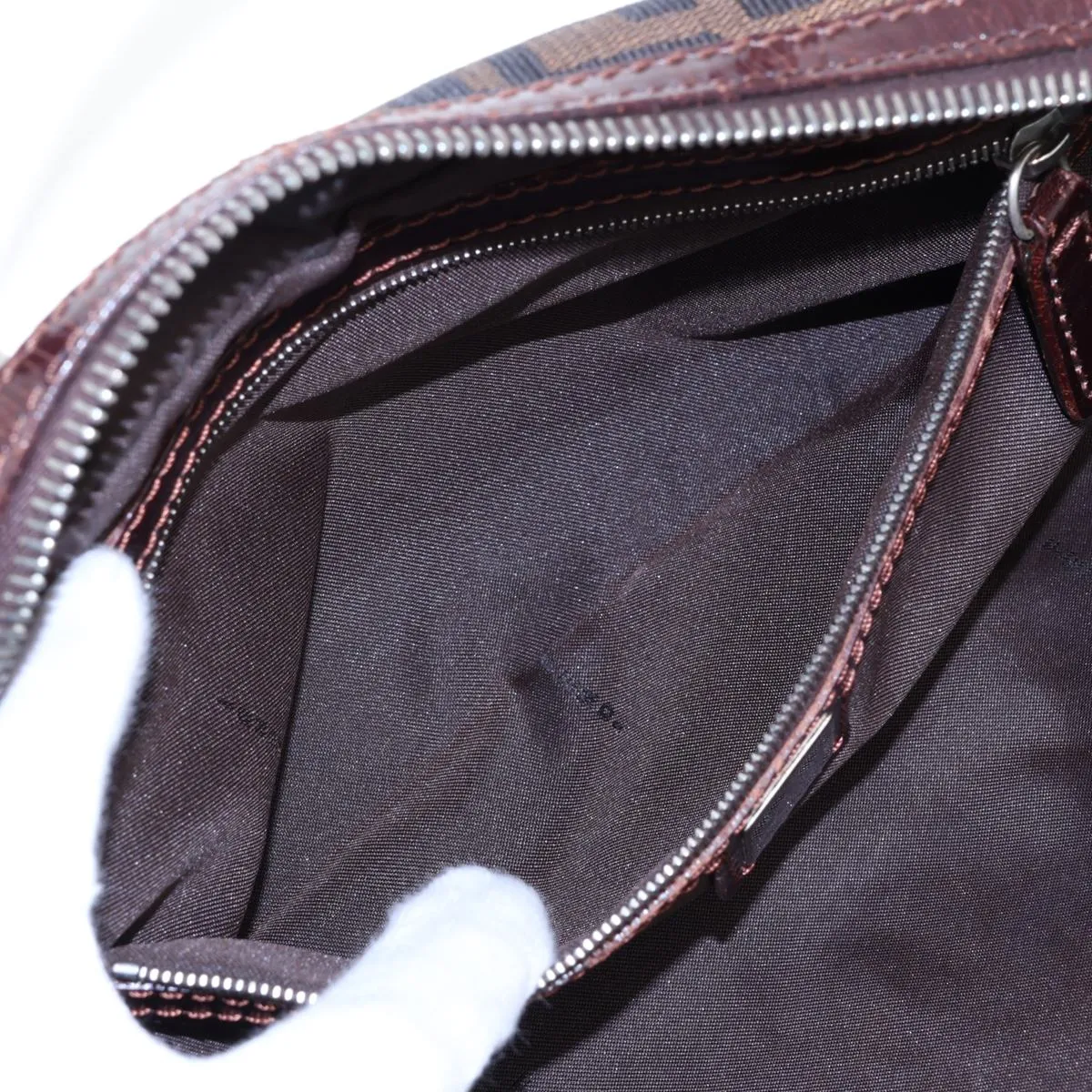 Zucca Canvas x Leather Handbag, Brown — view 8