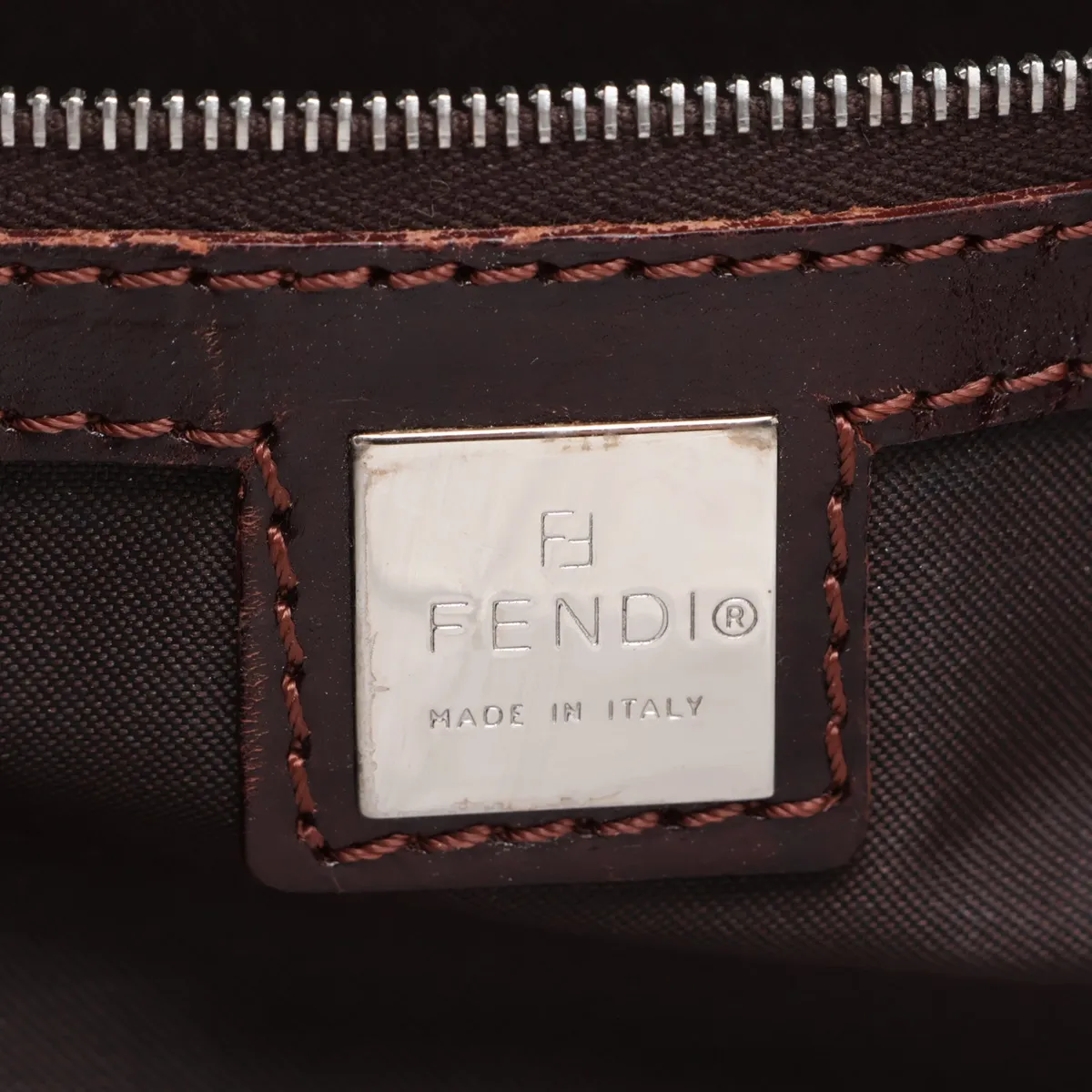 Zucca Canvas x Leather Handbag, Brown — view 9