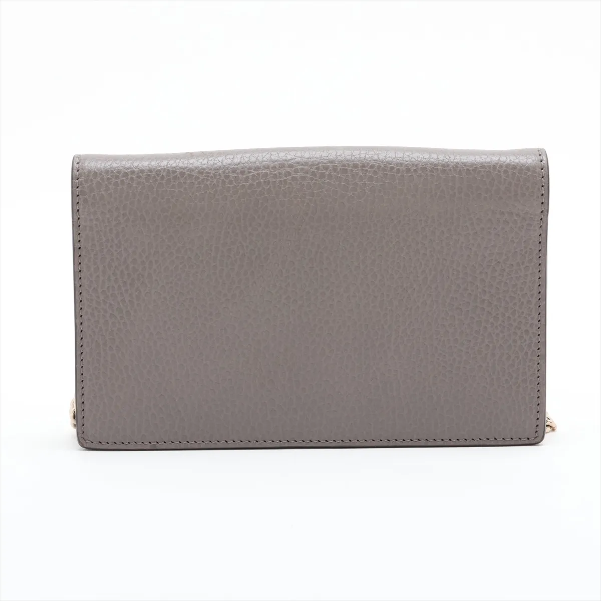 Interlocking G Leather Chain Wallet, Gray, 510314 — view 2
