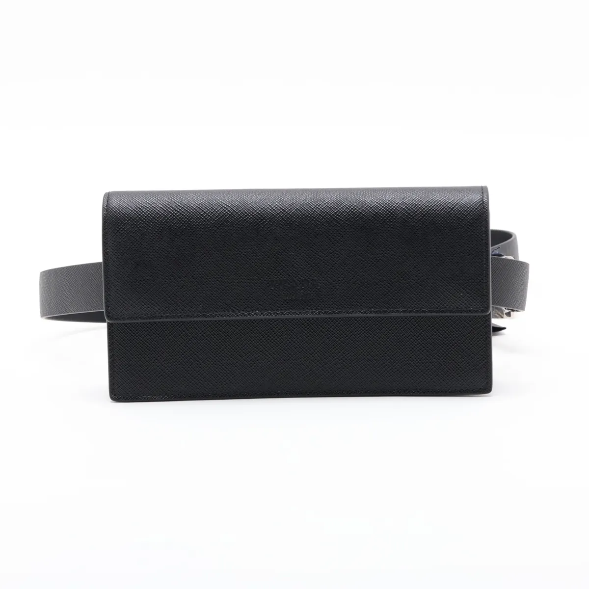 Saffiano Leather Waist Pouch, Black