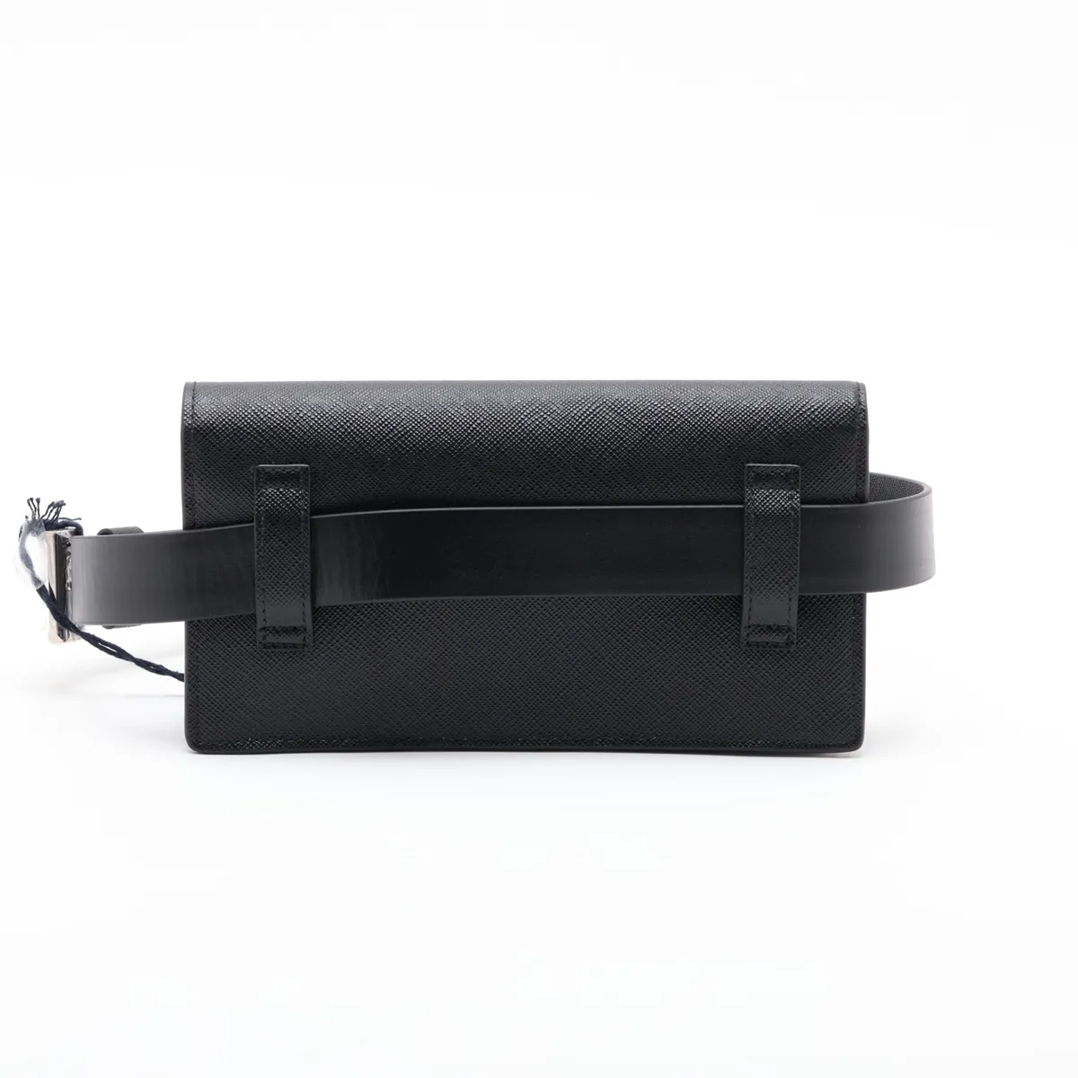 Saffiano Leather Waist Pouch, Black — view 2