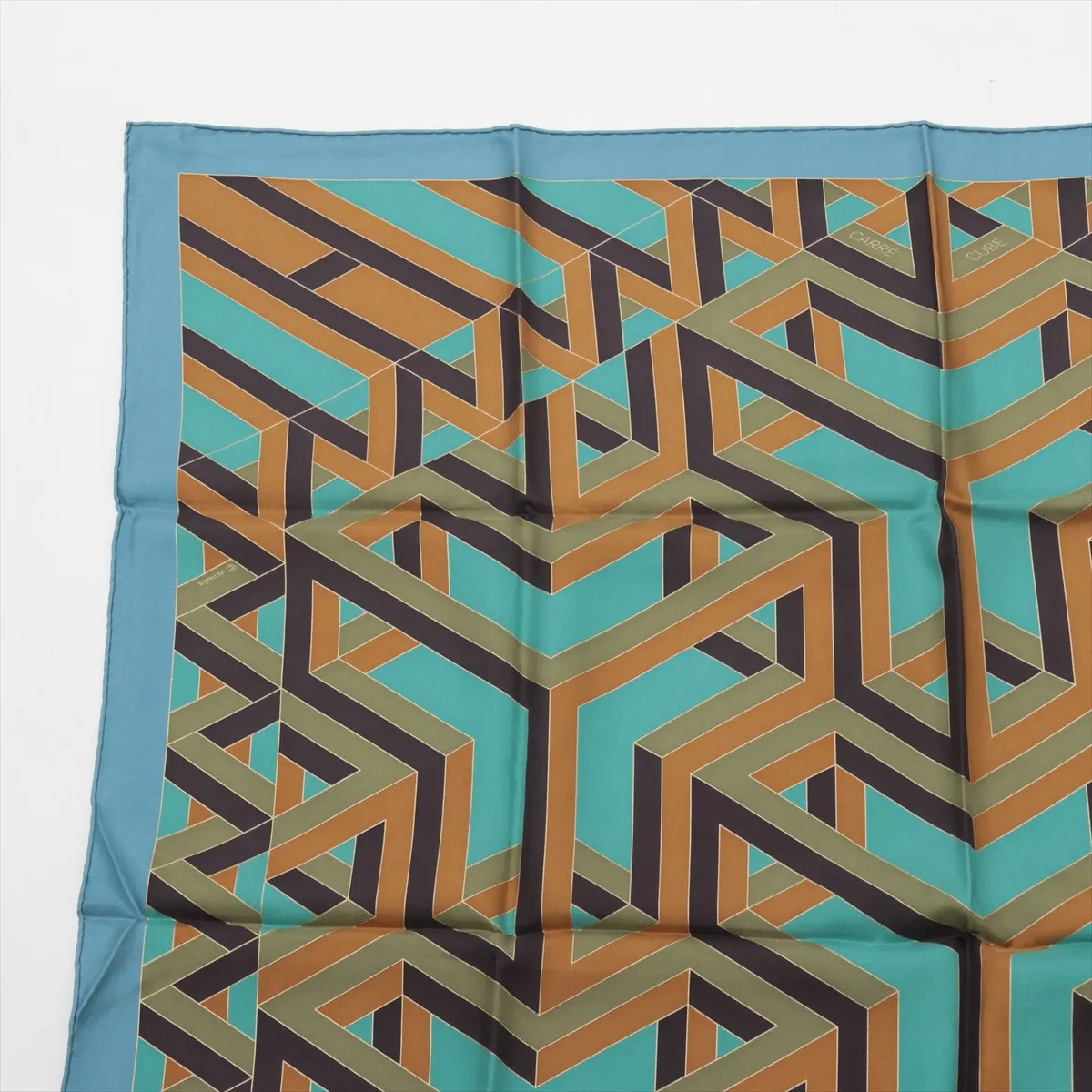 CARRE 90 CARRE CUBE Scarf Silk Green x Blue — view 2