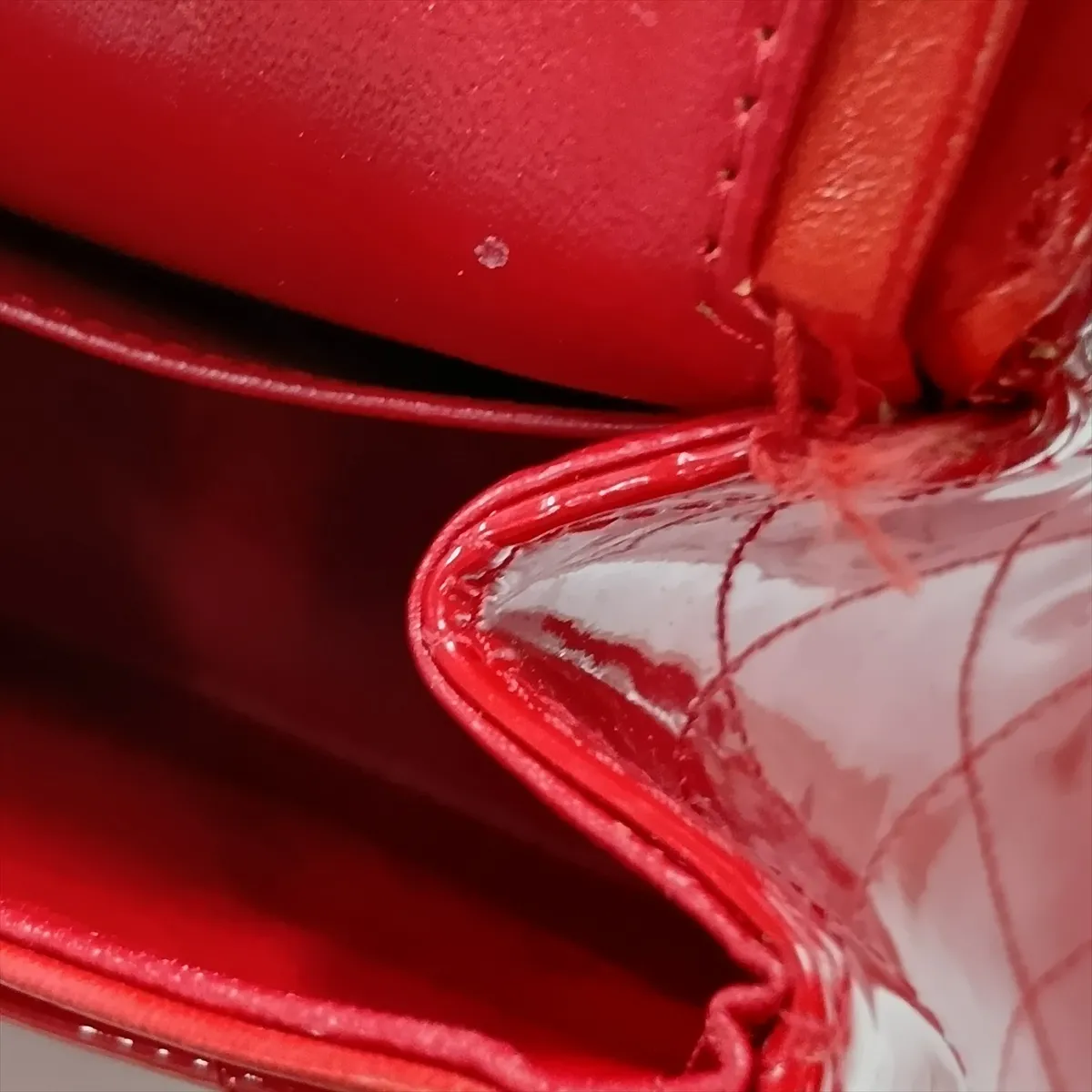 Matelassé 25 Patent Leather Double Flap Double Chain Bag, Red, Silver Hardware, 13255483, Serial Number 13-series, A01112 — view 14