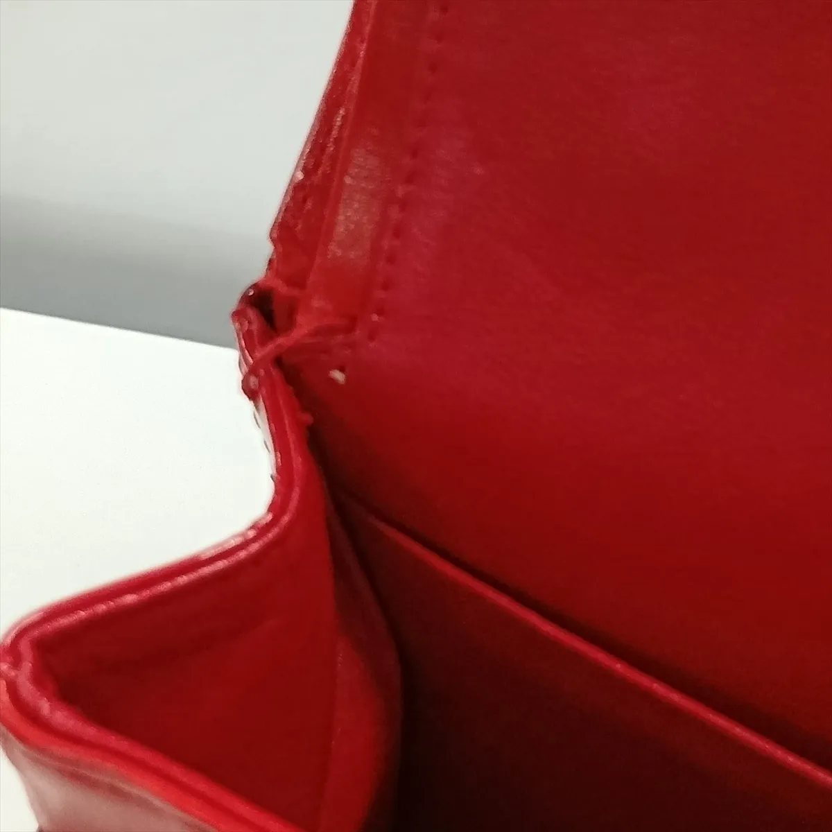 Matelassé 25 Patent Leather Double Flap Double Chain Bag, Red, Silver Hardware, 13255483, Serial Number 13-series, A01112 — view 15