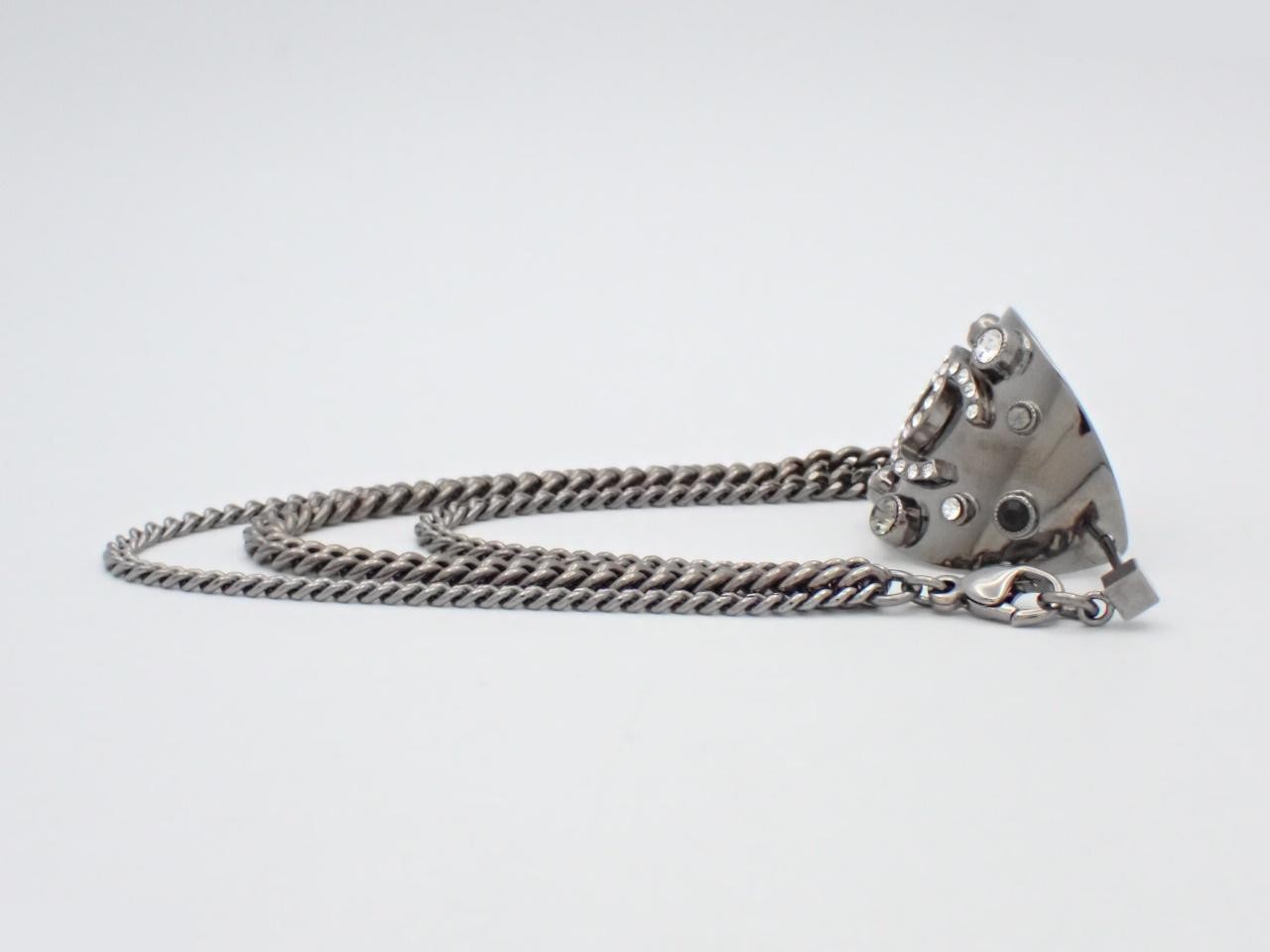 Coco Mark 05P Brooch, Metal x Rhinestone, Silver, Screw-back — view 3