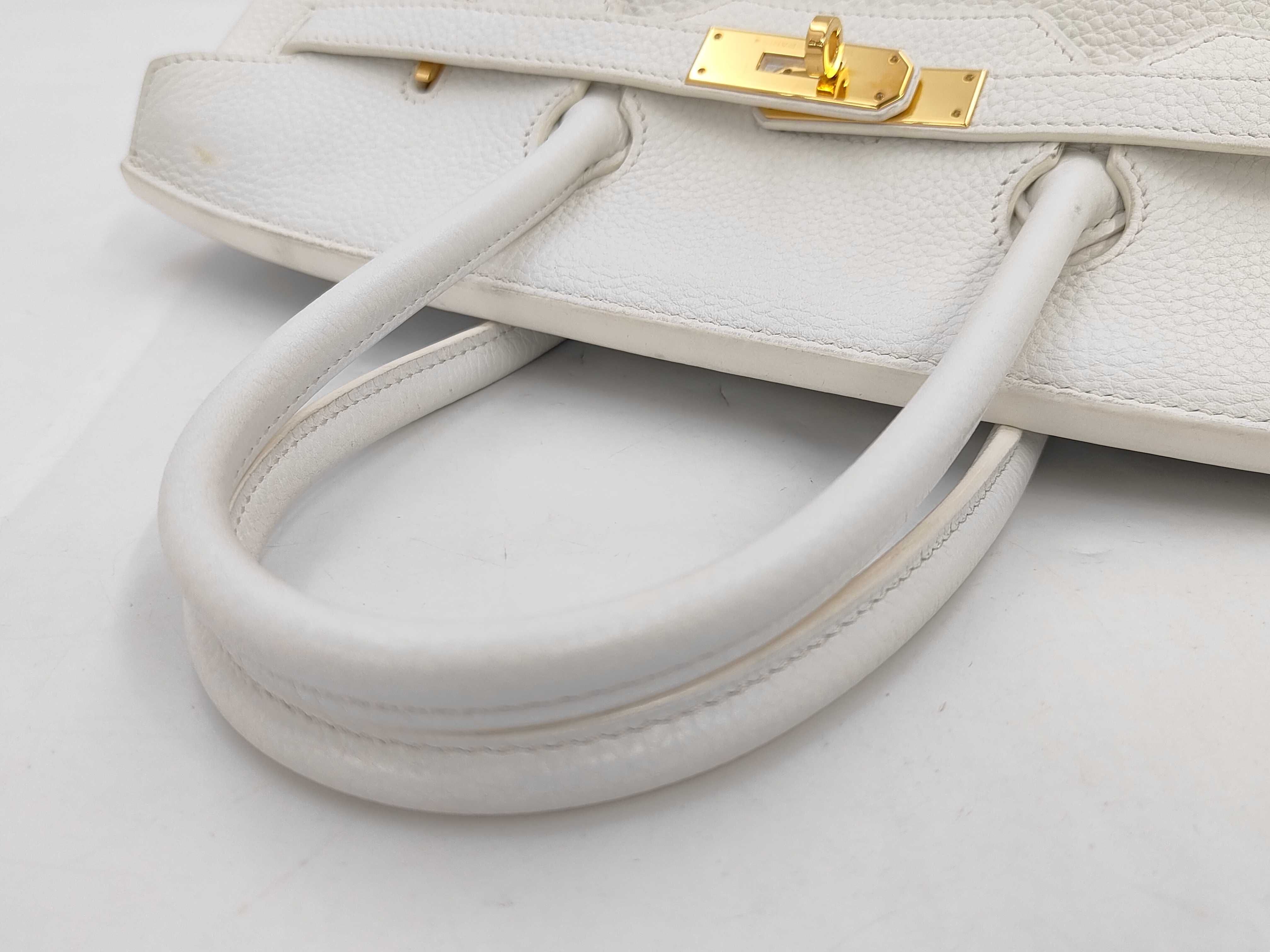 Birkin 35 R stamp Taurillon White Gold Bag — view 3