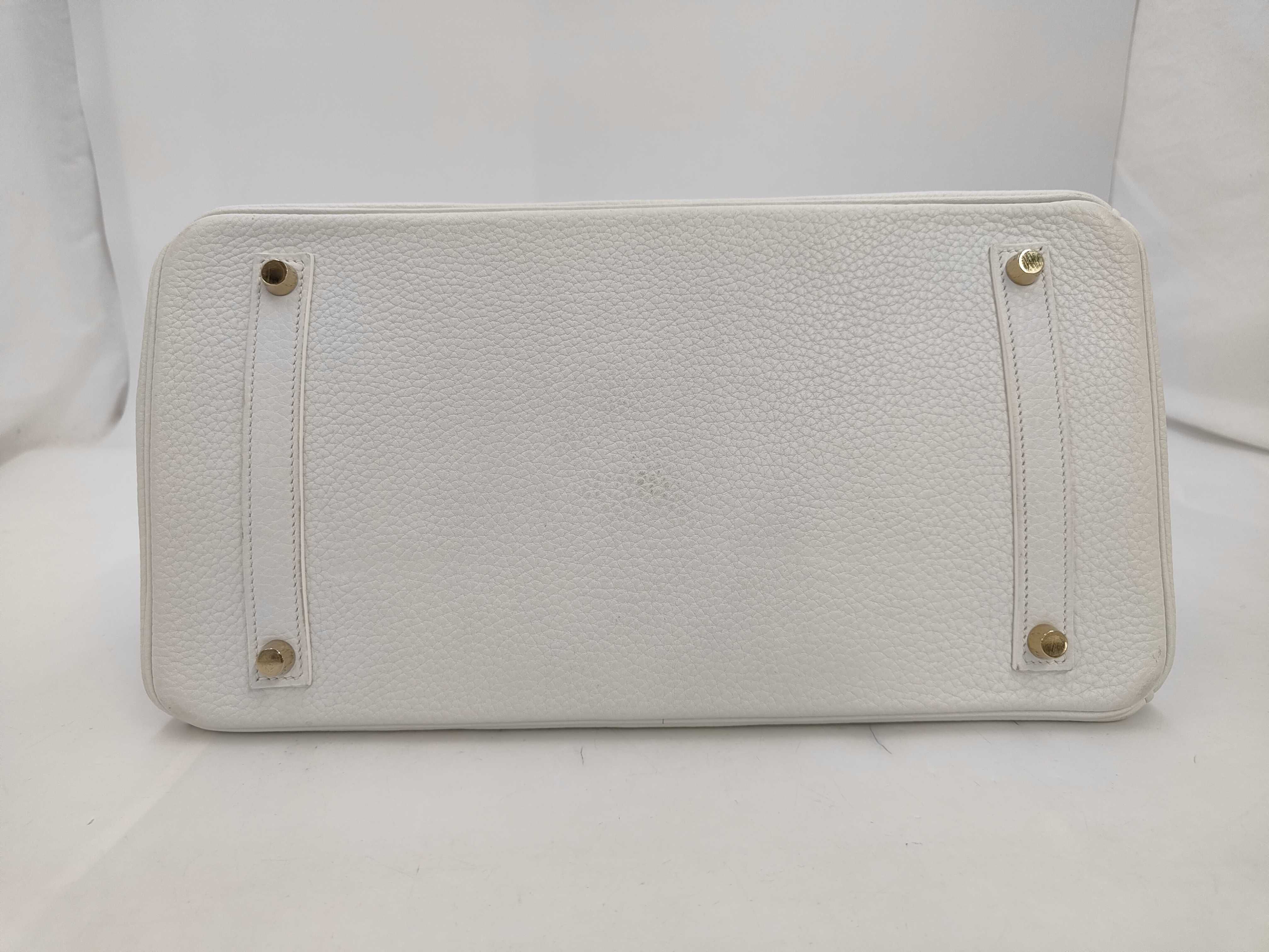 Birkin 35 R stamp Taurillon White Gold Bag — view 6