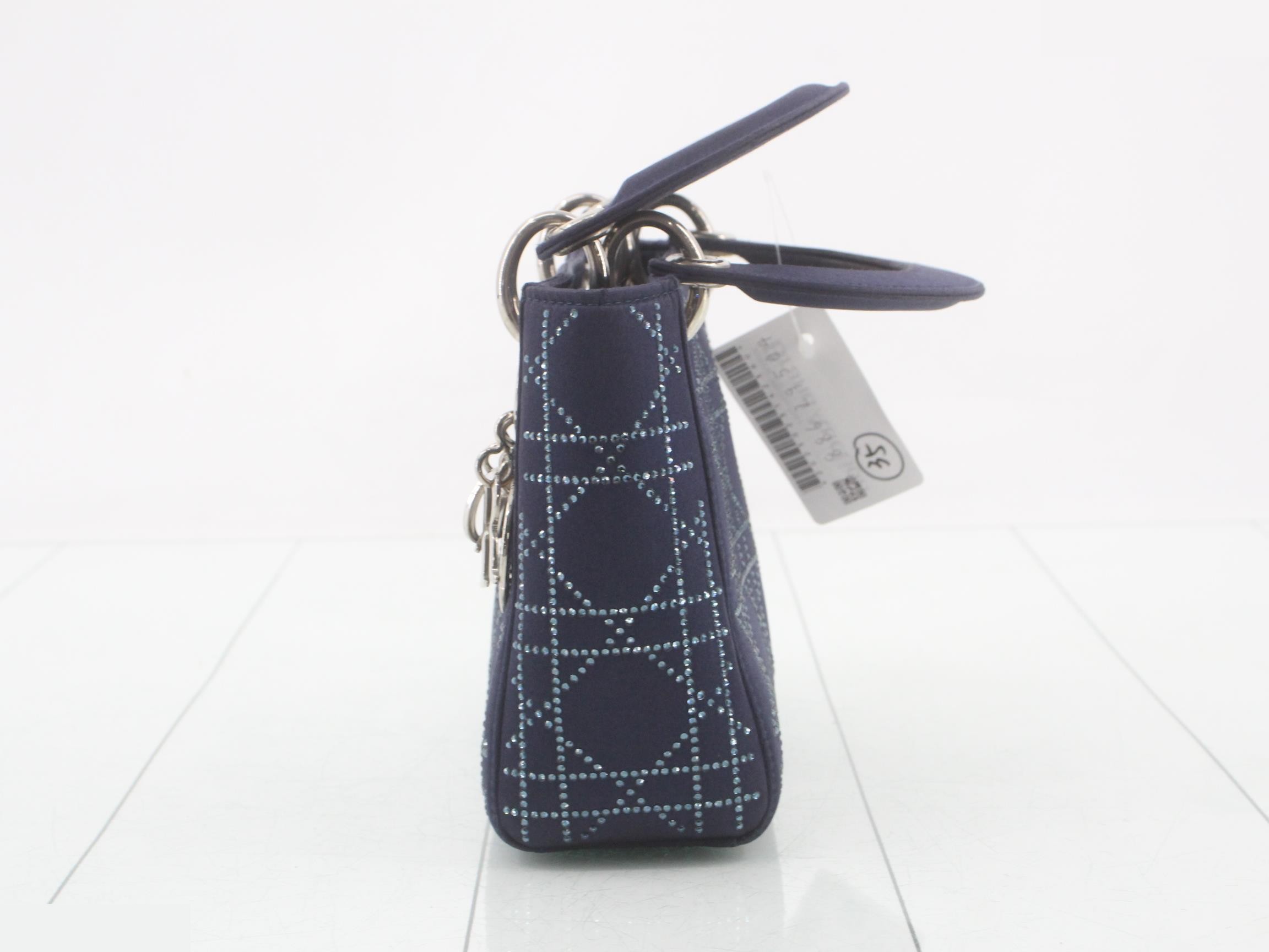 Lady Dior Crystal Cannage Satin 2-Way Handbag — view 3