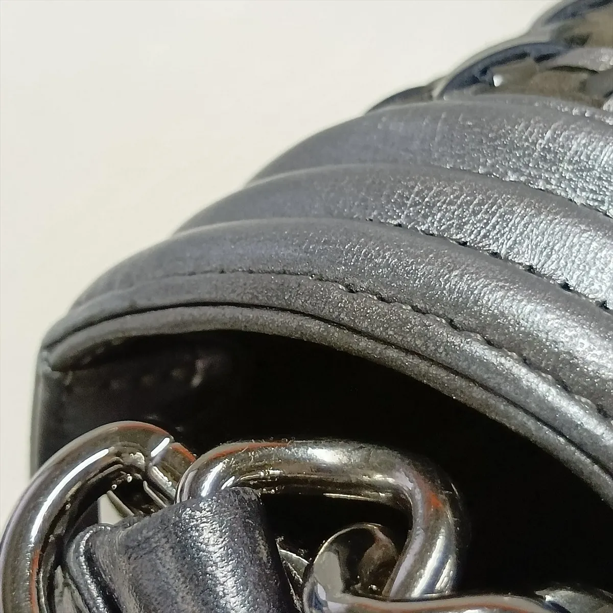 Boy Chanel 25 Leather x Patent Leather Chain Shoulder Bag, Silver x Gray, Silver Hardware, 20660294, Serial Number in the 20s, A67086 — view 11