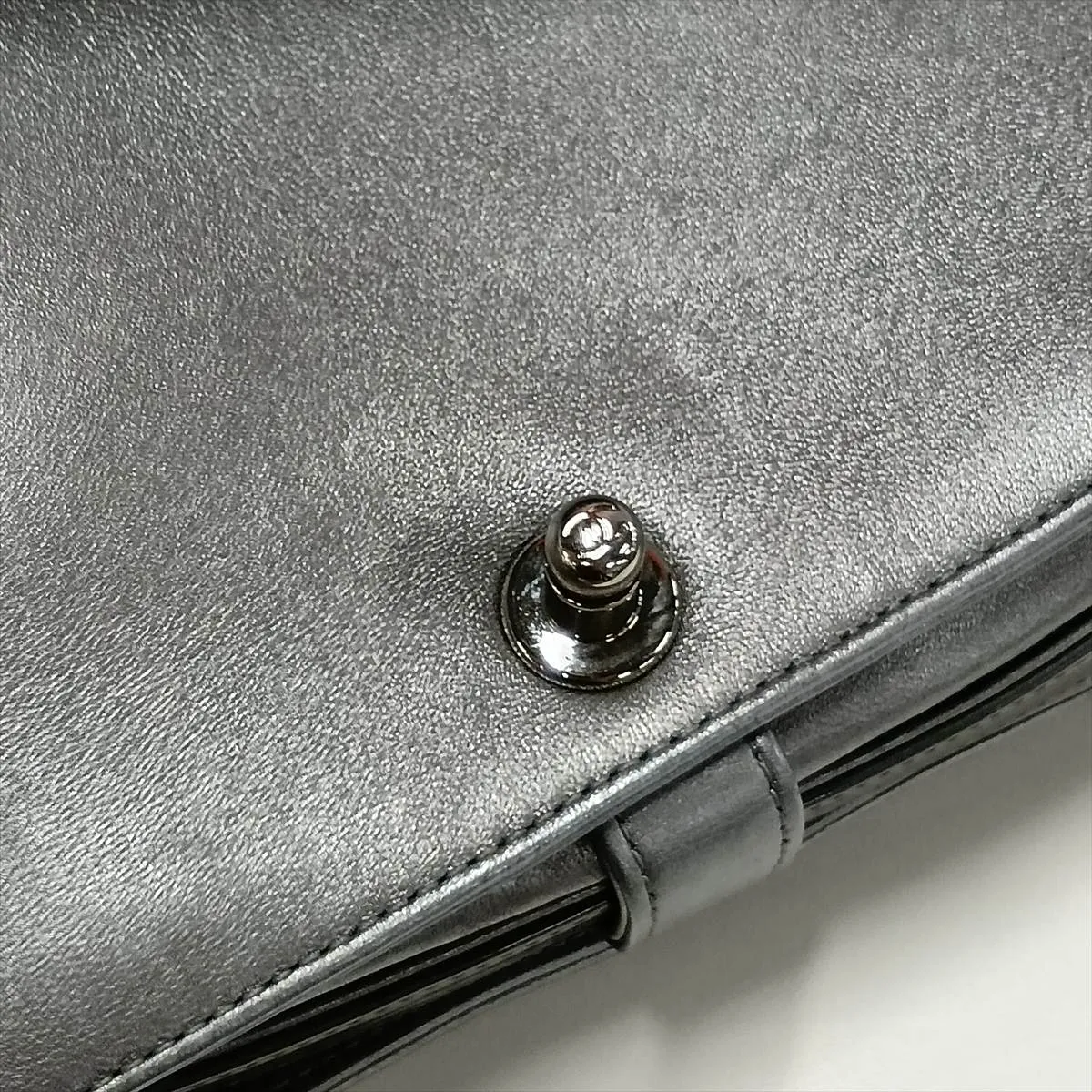Boy Chanel 25 Leather x Patent Leather Chain Shoulder Bag, Silver x Gray, Silver Hardware, 20660294, Serial Number in the 20s, A67086 — view 14