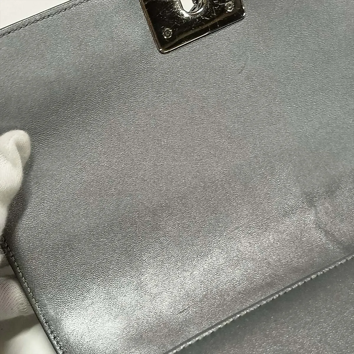 Boy Chanel 25 Leather x Patent Leather Chain Shoulder Bag, Silver x Gray, Silver Hardware, 20660294, Serial Number in the 20s, A67086 — view 15