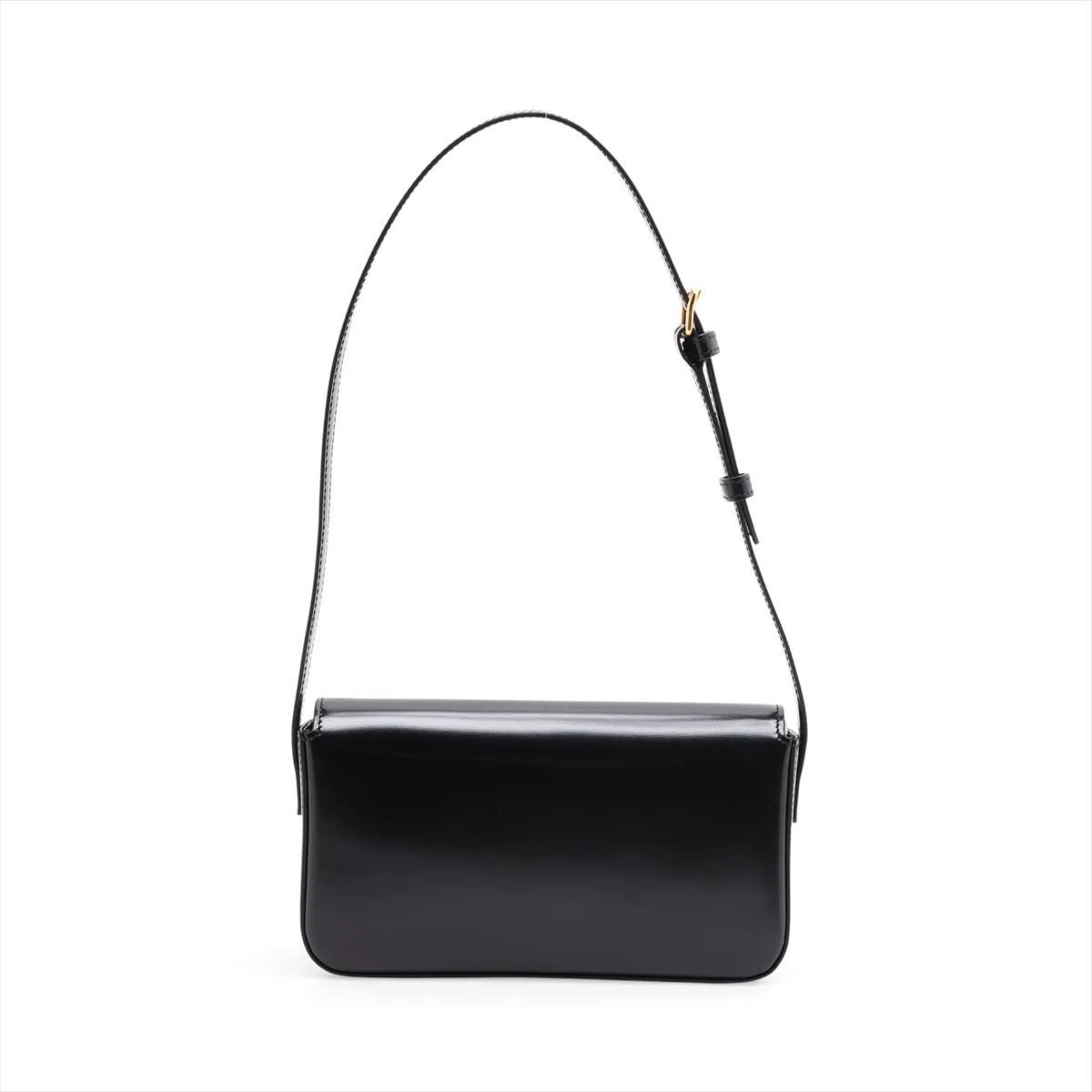 Triomphe Claude Leather Shoulder Bag, Black — view 2