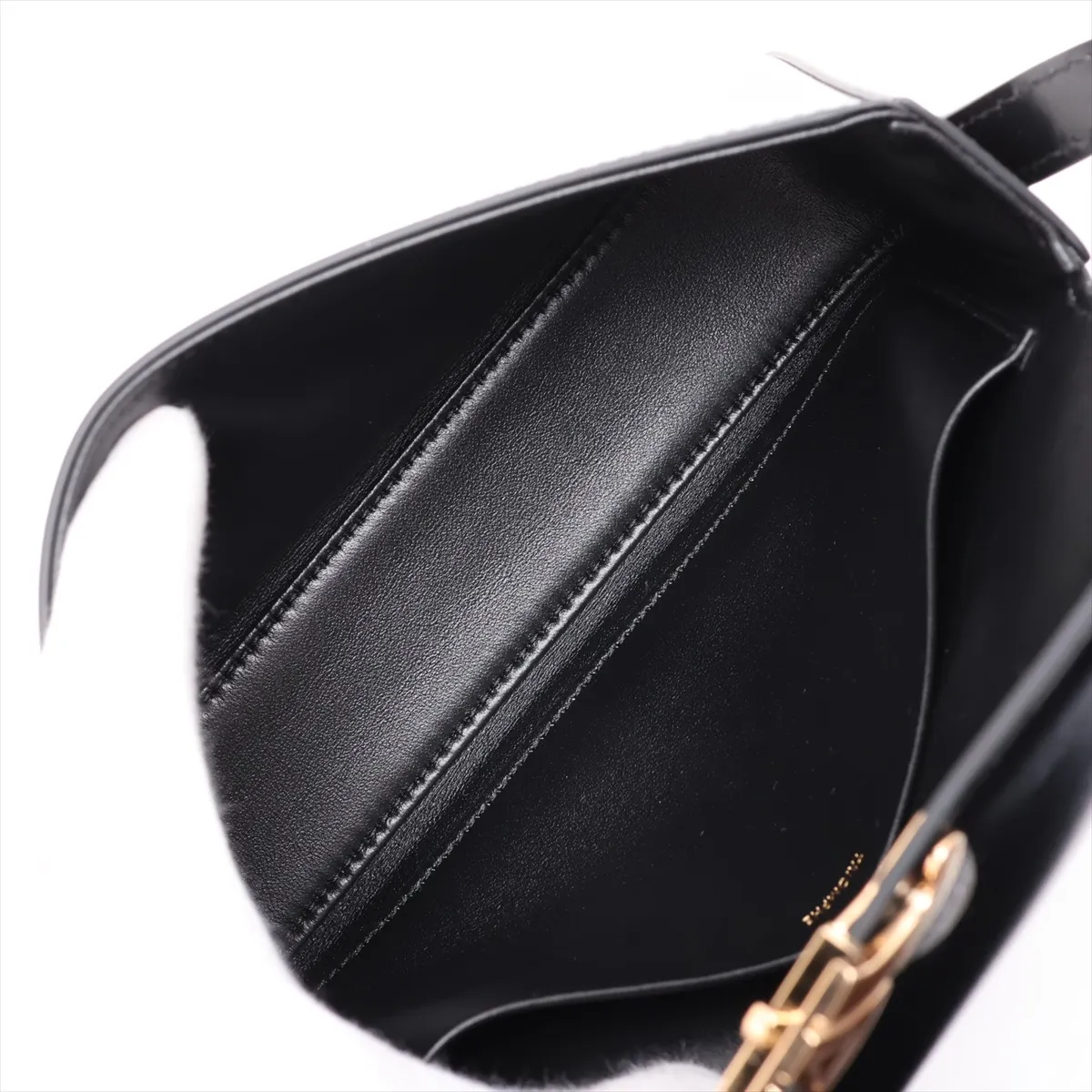 Triomphe Claude Leather Shoulder Bag, Black — view 6