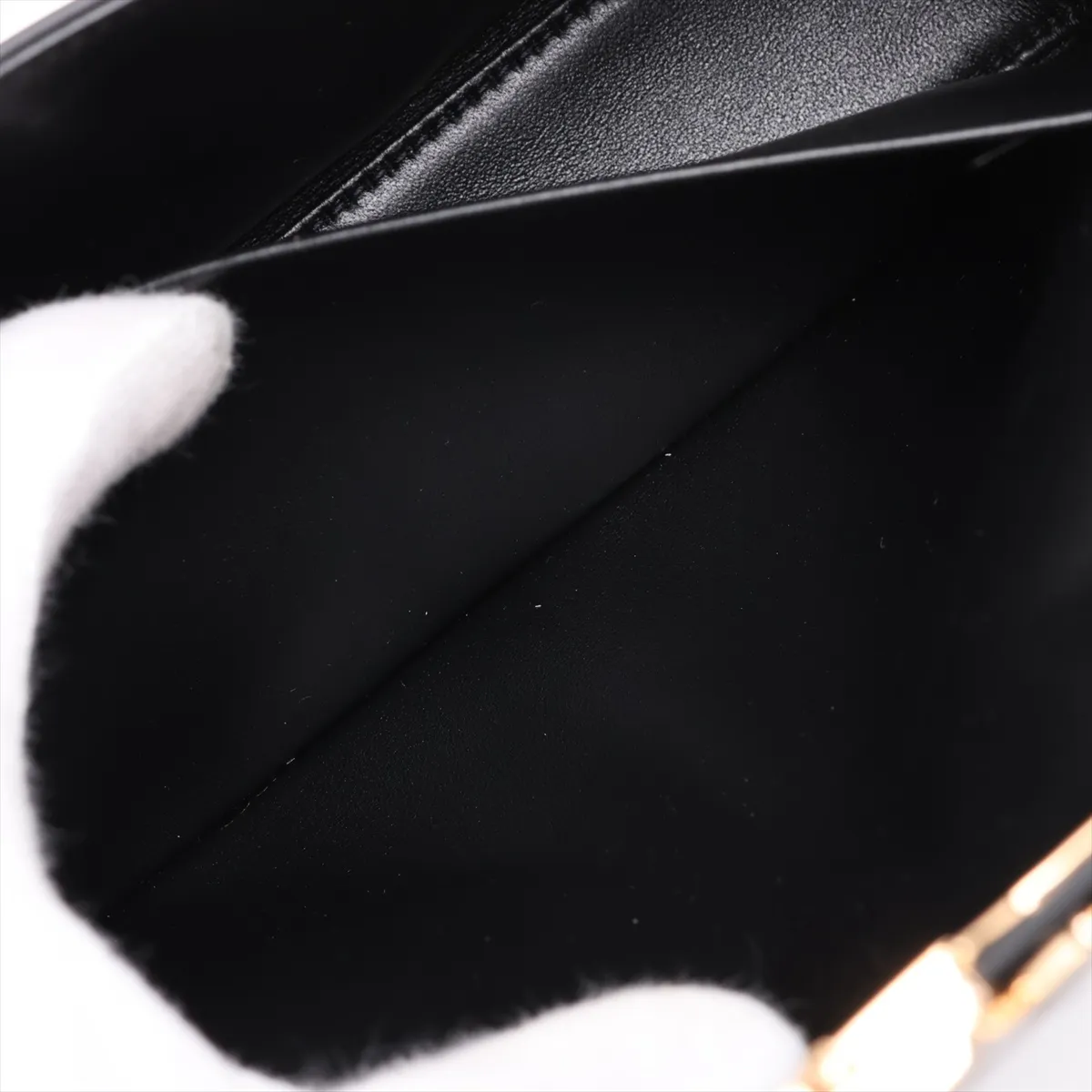Triomphe Claude Leather Shoulder Bag, Black — view 7