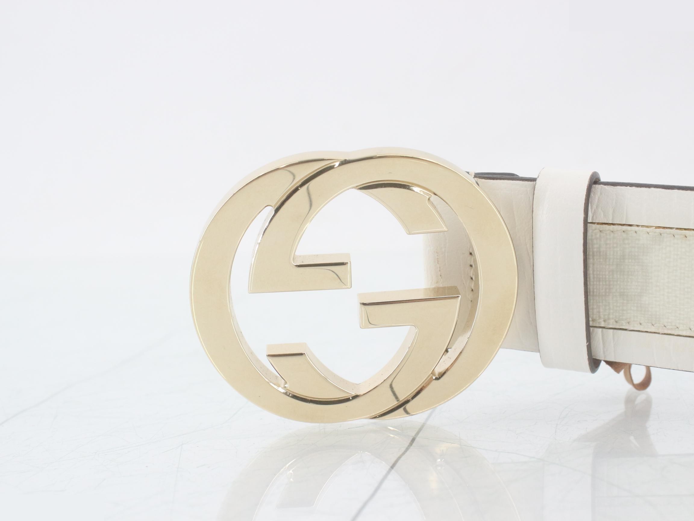 Canvas Belt, White, Interlocking Pattern, 142930 — view 3