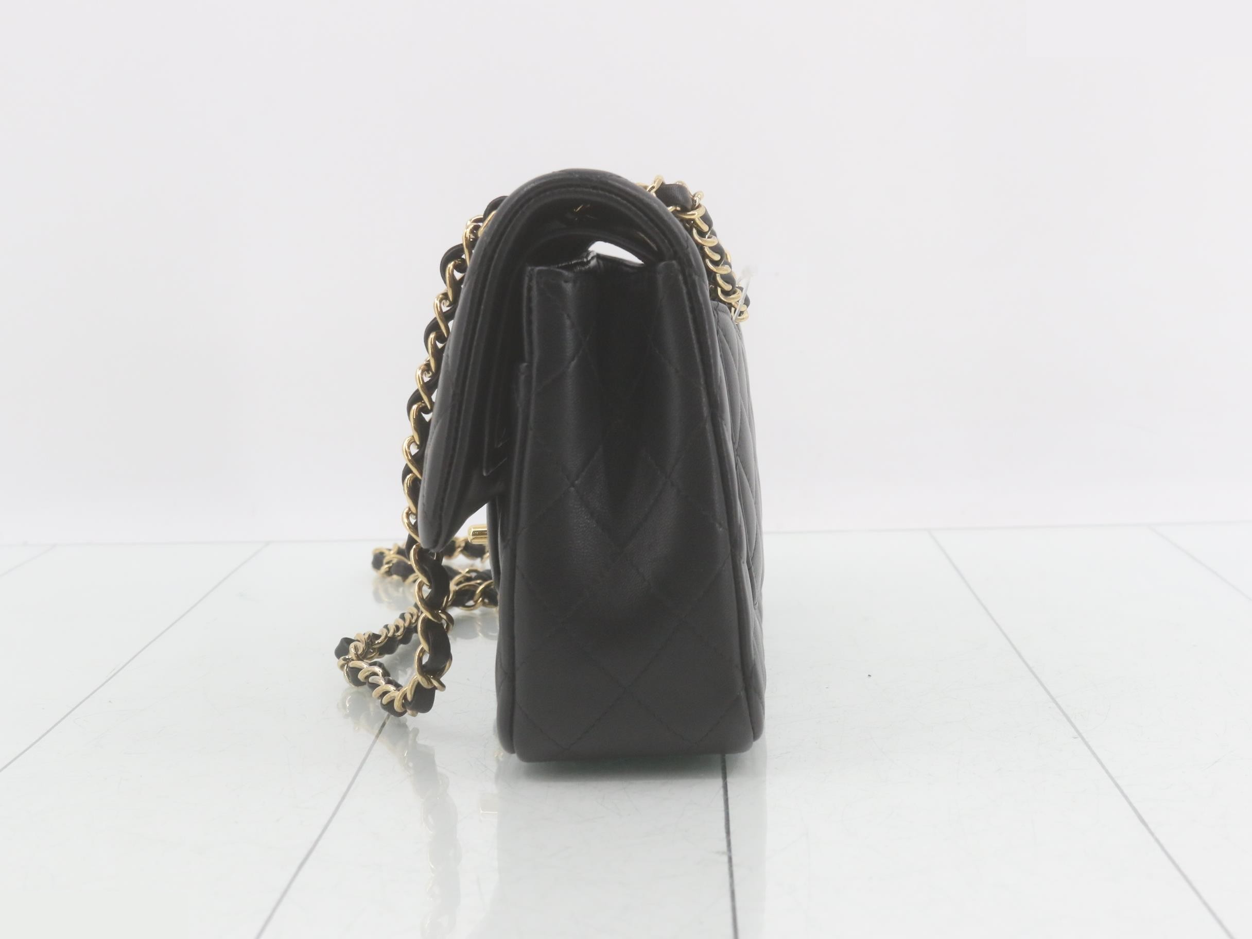 Matelassé Lambskin Double Flap Double Chain Shoulder Bag — view 3