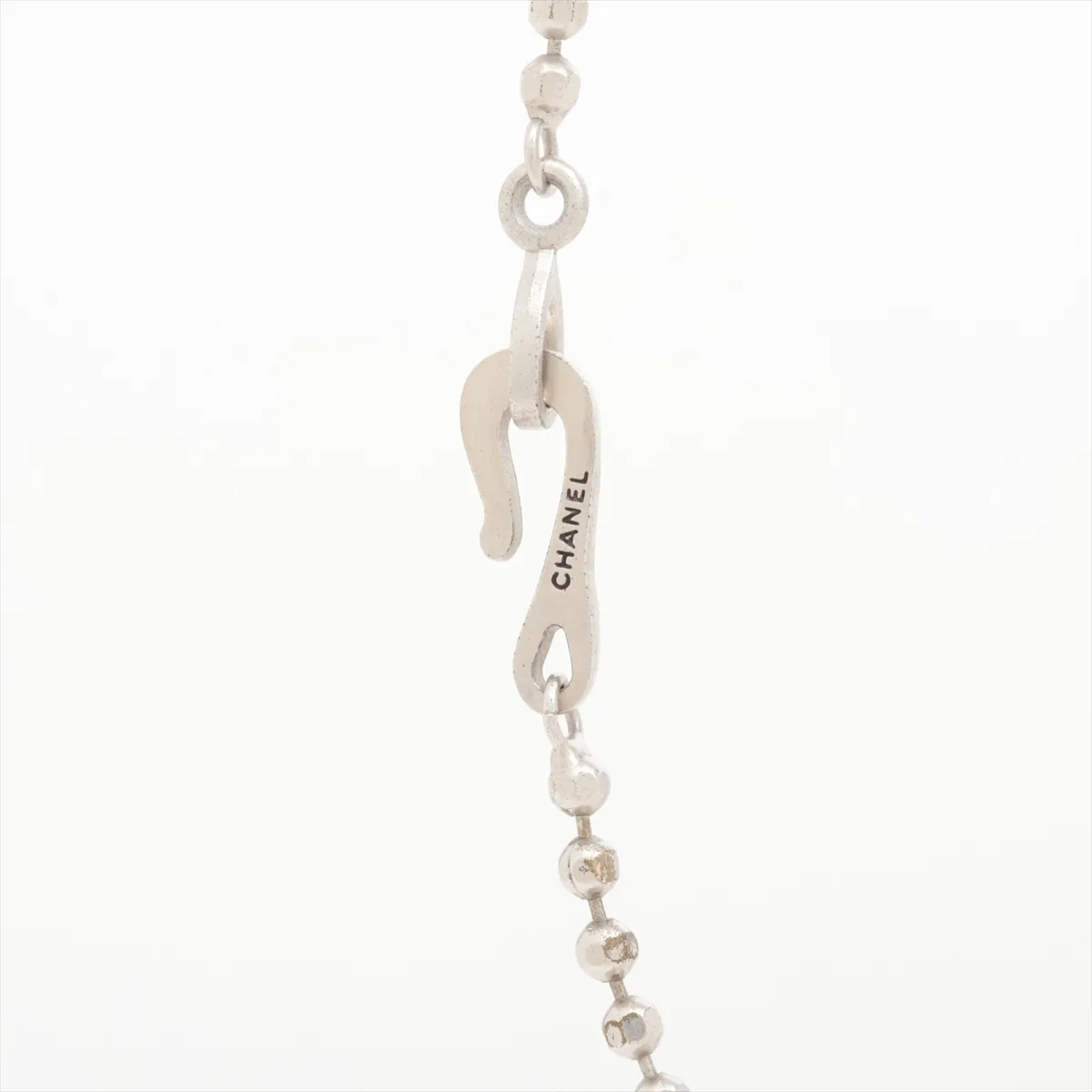 Camellia Necklace 98A, Metal, Silver, with dents, — view 3