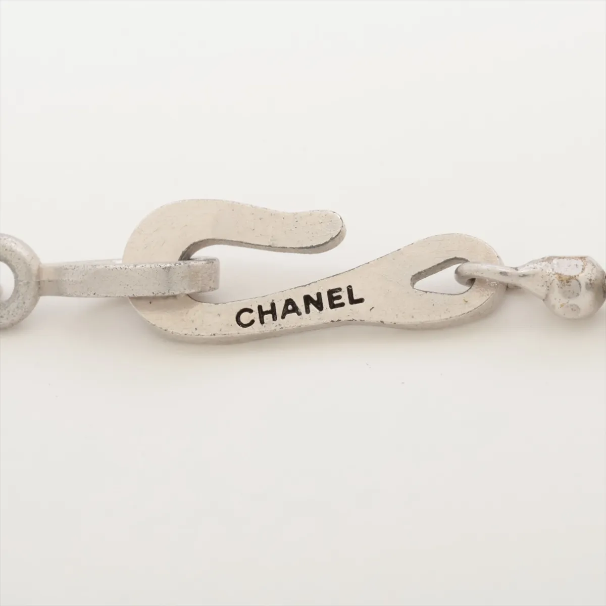 Camellia Necklace 98A, Metal, Silver, with dents, — view 4