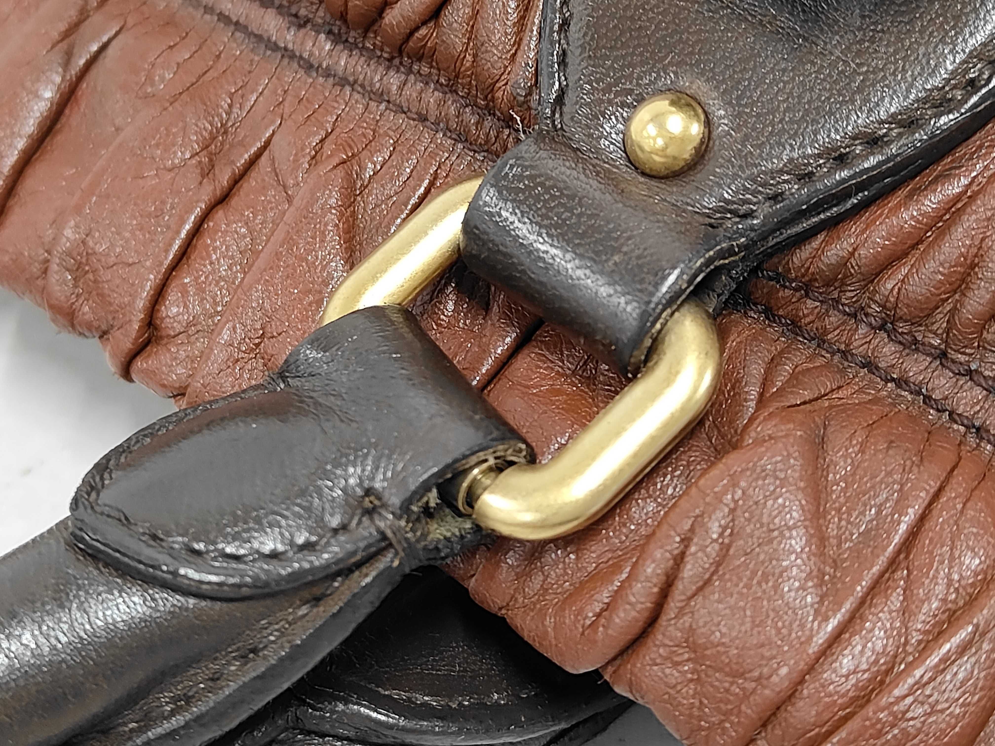 Gathered Leather Handbag Shoulder Bag Cereal Handbag — view 6