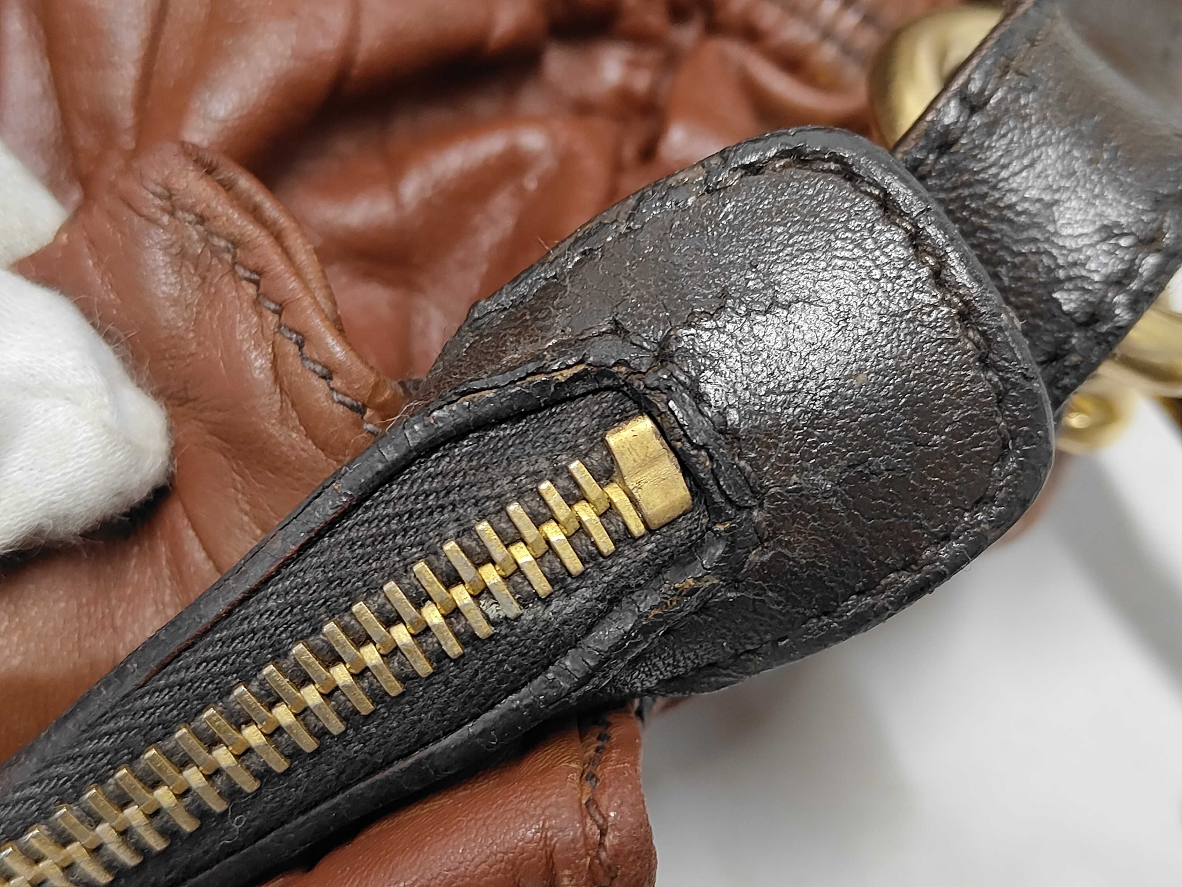 Gathered Leather Handbag Shoulder Bag Cereal Handbag — view 7