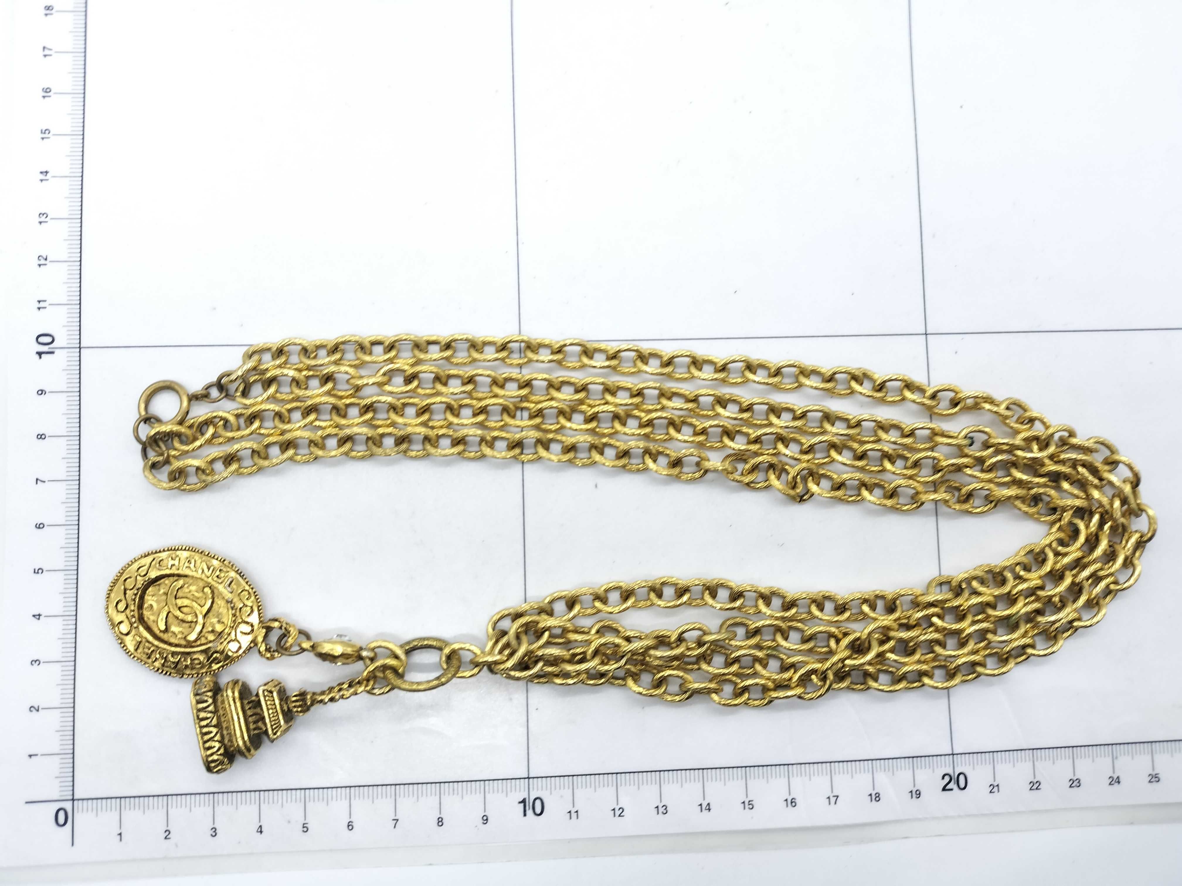 Coco Mark Charm Double Chain Vintage Necklace — view 7