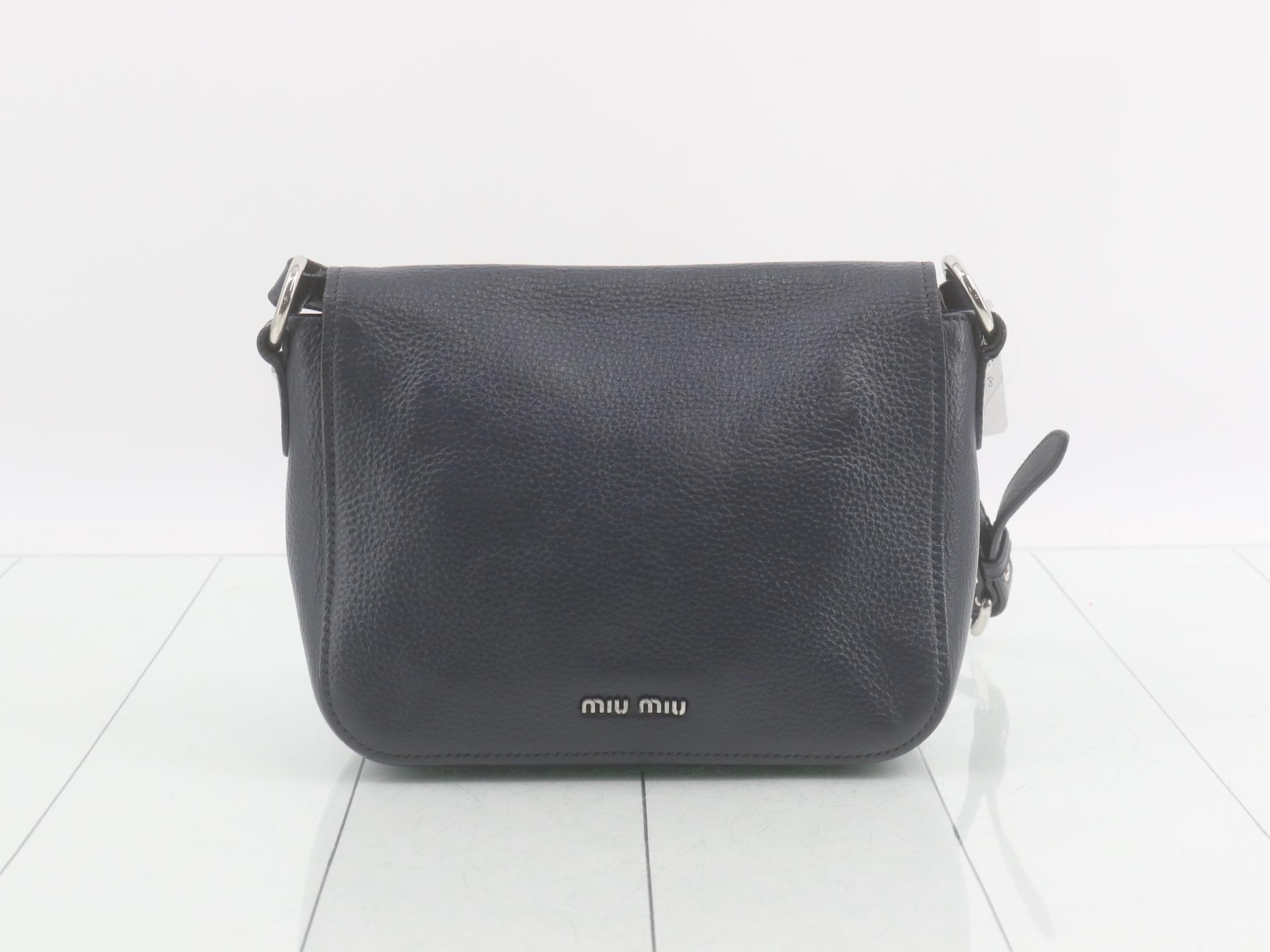 Shoulder bag, navy leather — view 2